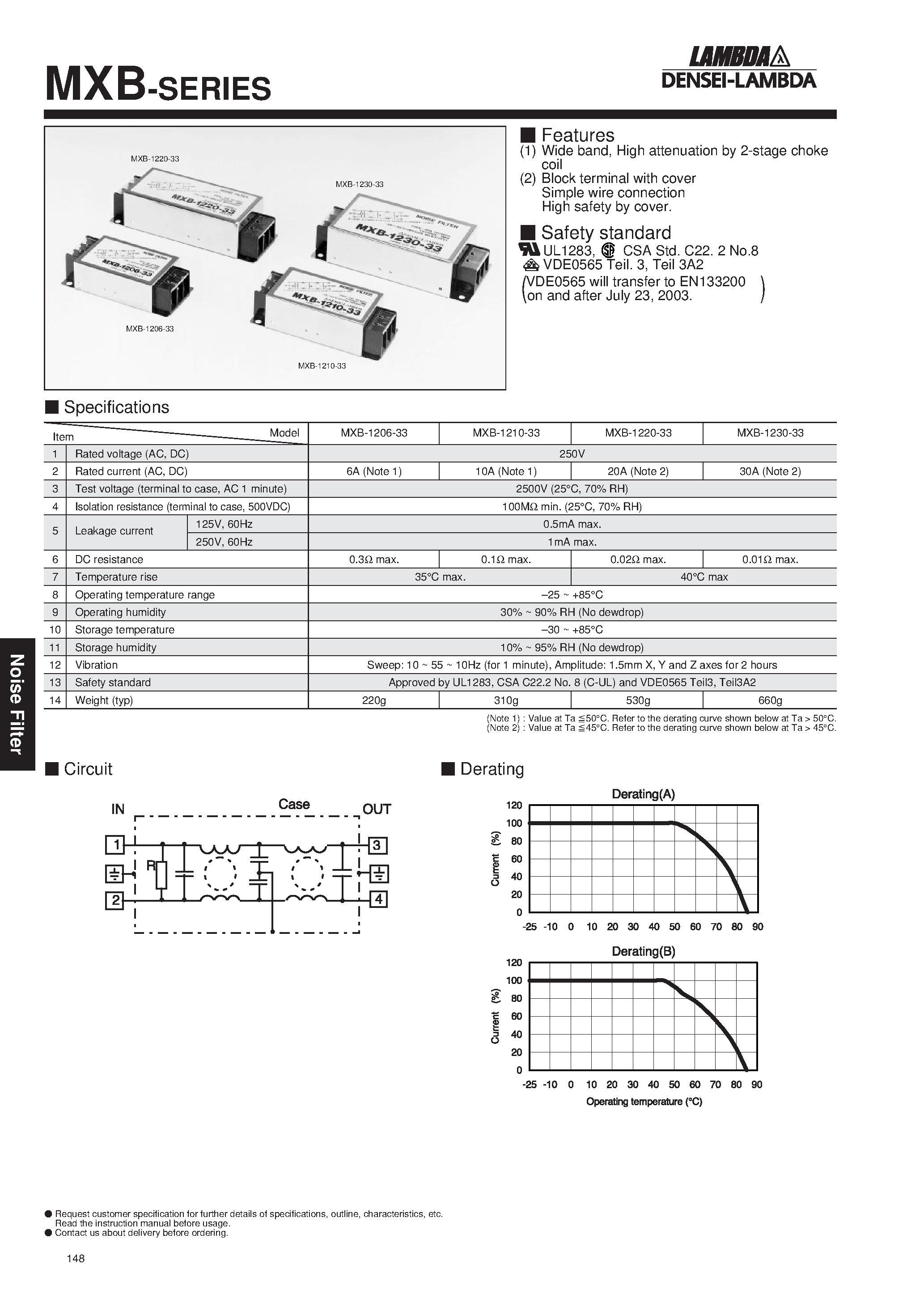 Даташит MXB-1206 - Wide band / High attenuation by 2-stage choke coil страница 1