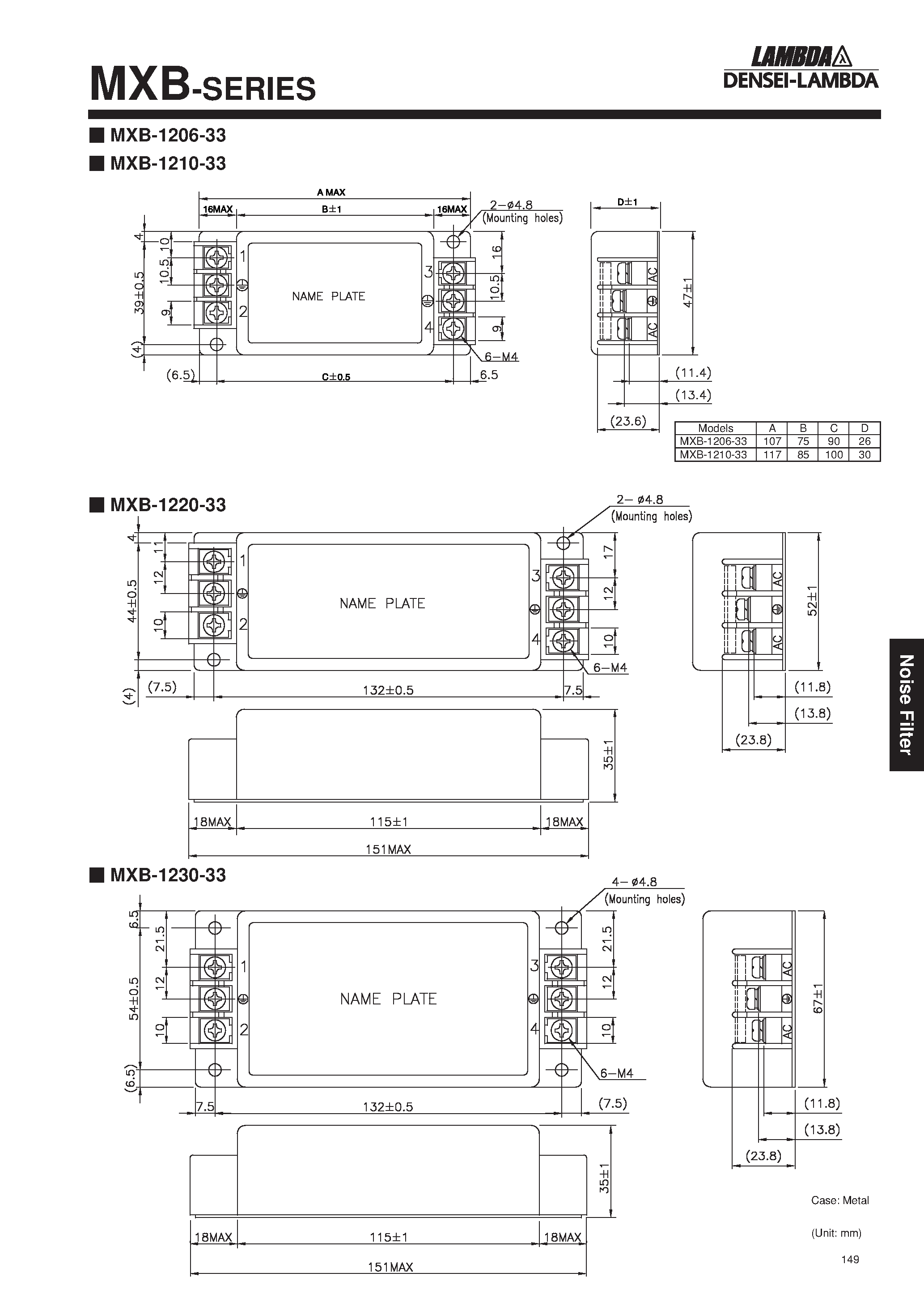 Даташит MXB-1206 - Wide band / High attenuation by 2-stage choke coil страница 2