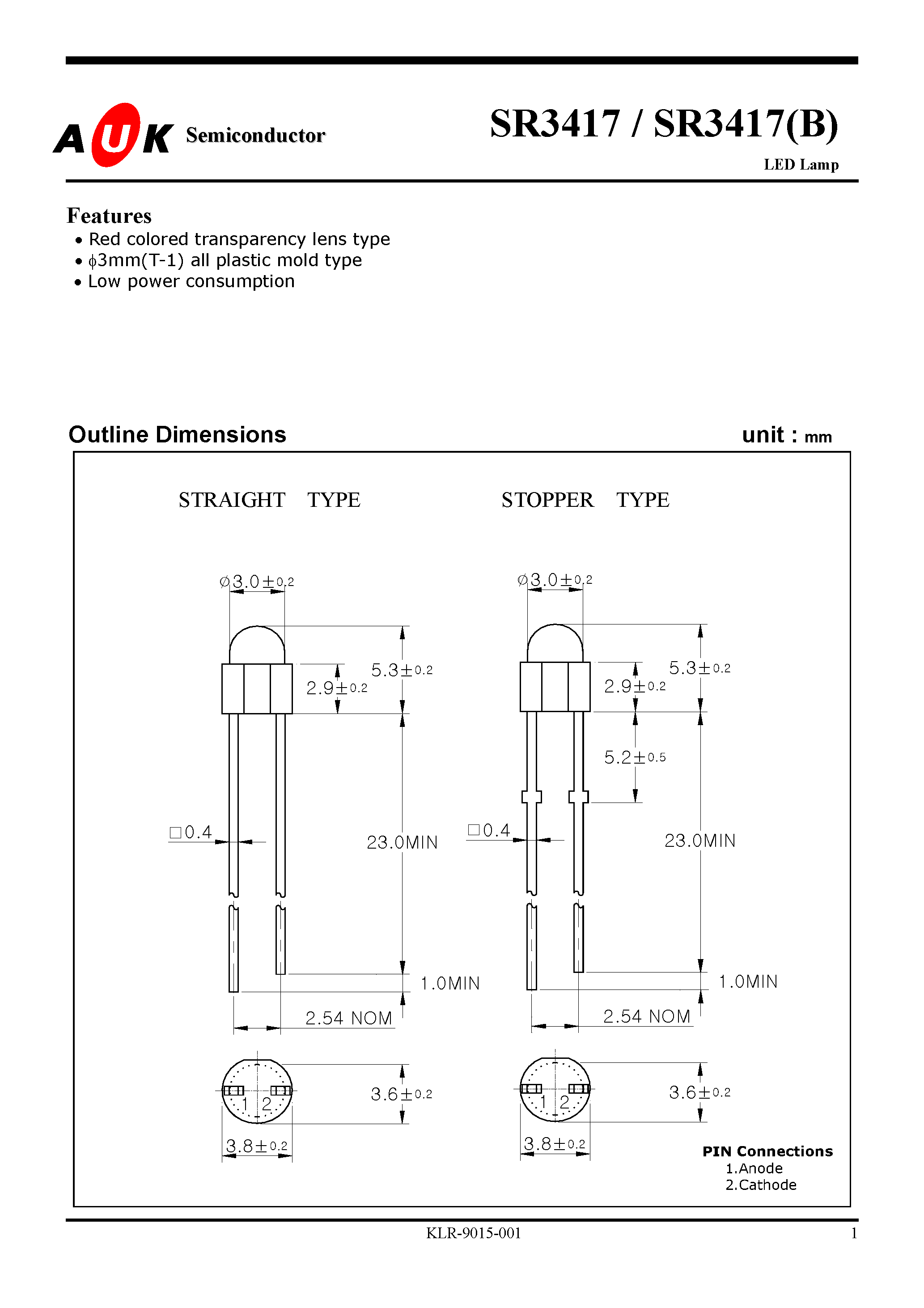 Datasheet SR3417(B) - LED Lamp page 1