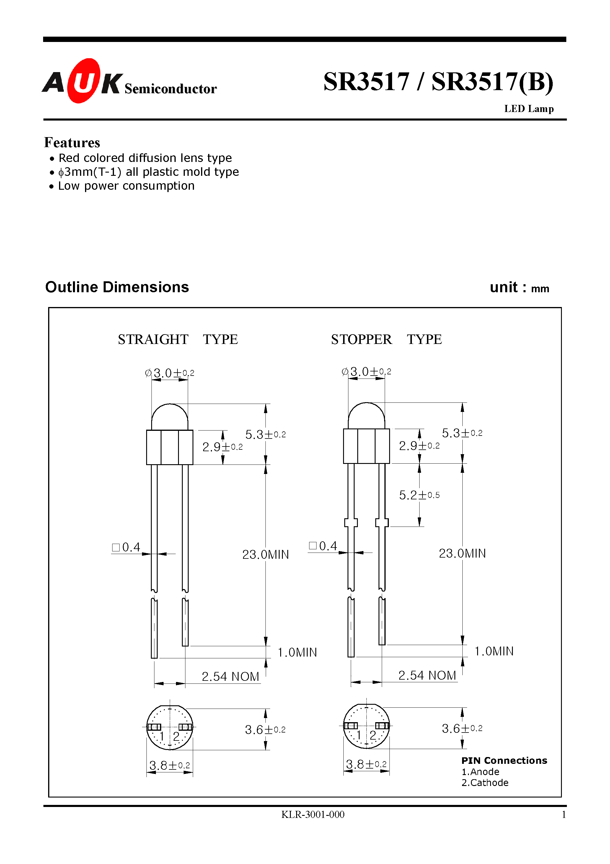 Datasheet SR3517(B) - LED Lamp page 1