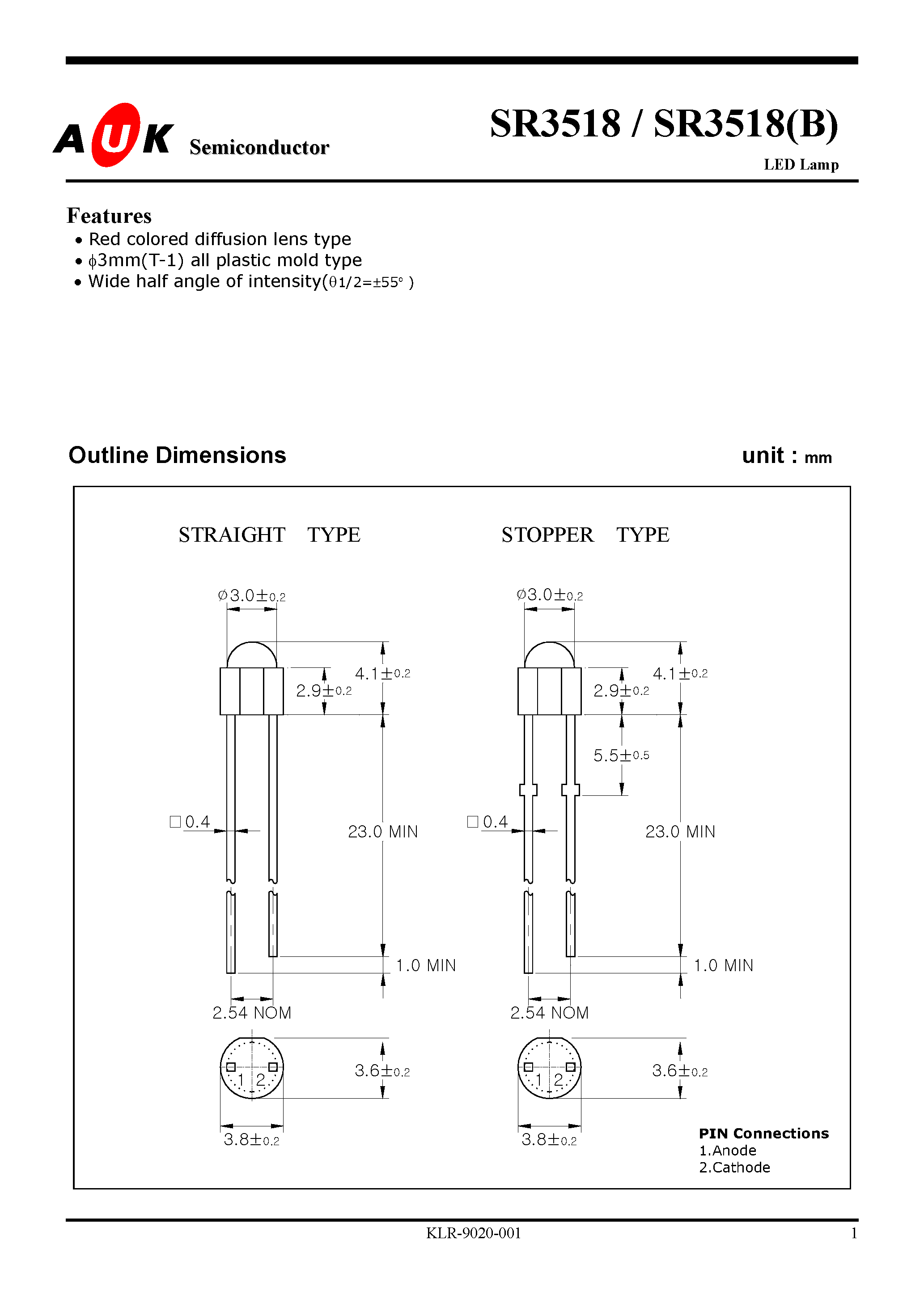 Datasheet SR3518(B) - LED Lamp page 1