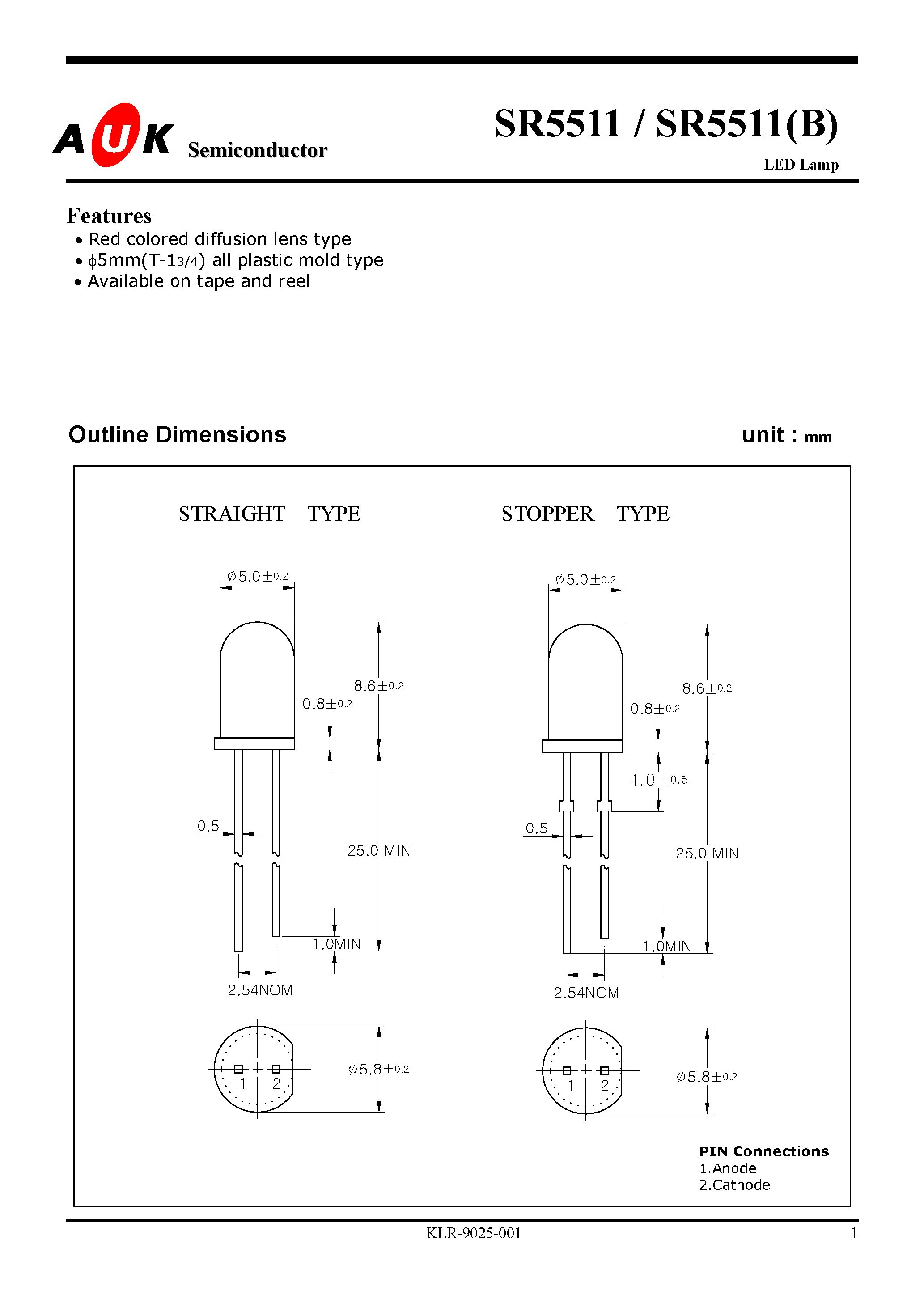 Datasheet SR5511(B) - LED Lamp page 1