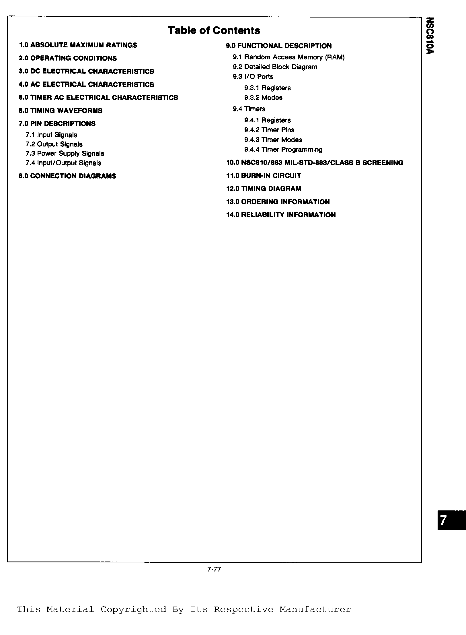 Datasheet NSC810AD-1I/883 - NSC810A RAM -I/O - TIMER page 2