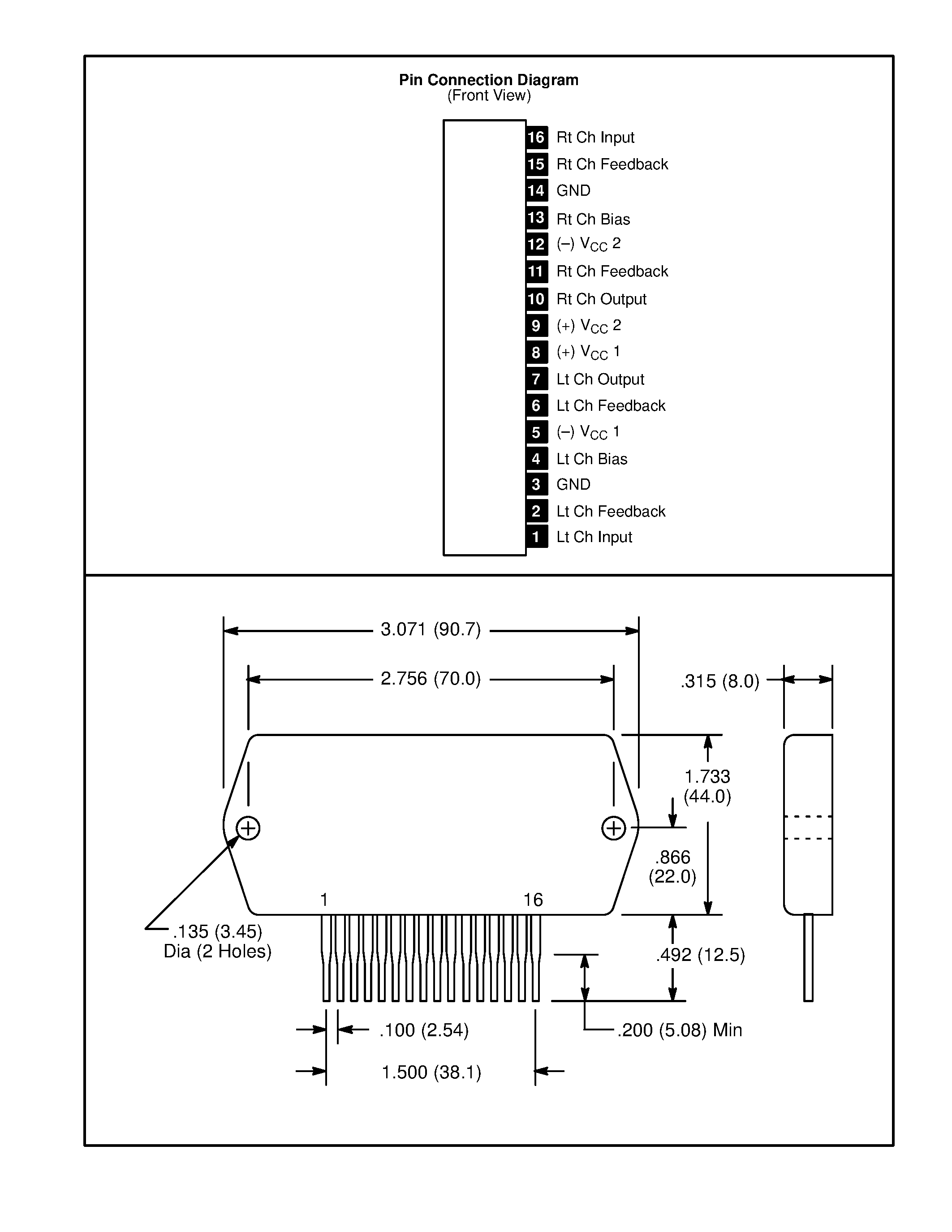 Даташит NTE1330 - Integrated Circuit Module - Hybrid / Dual / Audio Power Amplifier / 15W/Ch / 2 Power Supplies Required страница 2