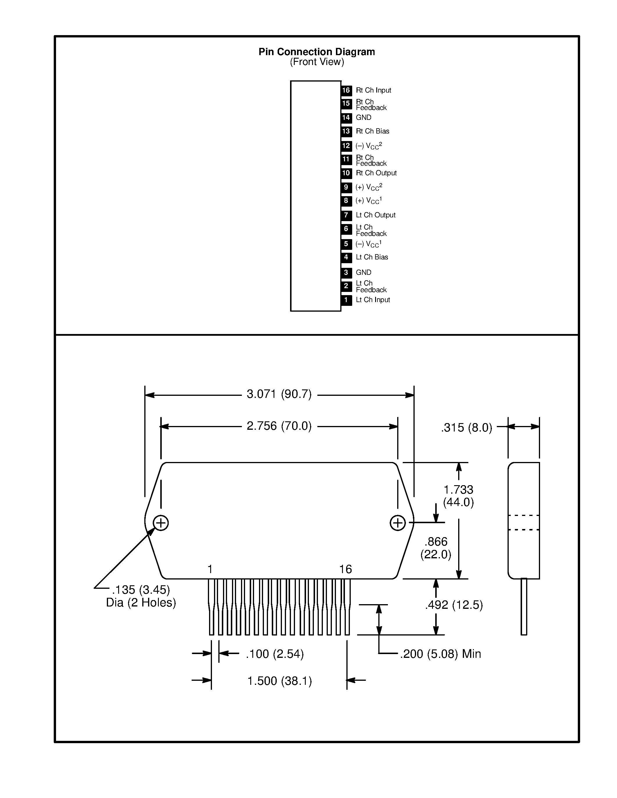 Даташит NTE1331 - Integrated Circuit Module - Dual / Audio Power Amplifier / 25W/Channel / 2 Power Supplies Required страница 2