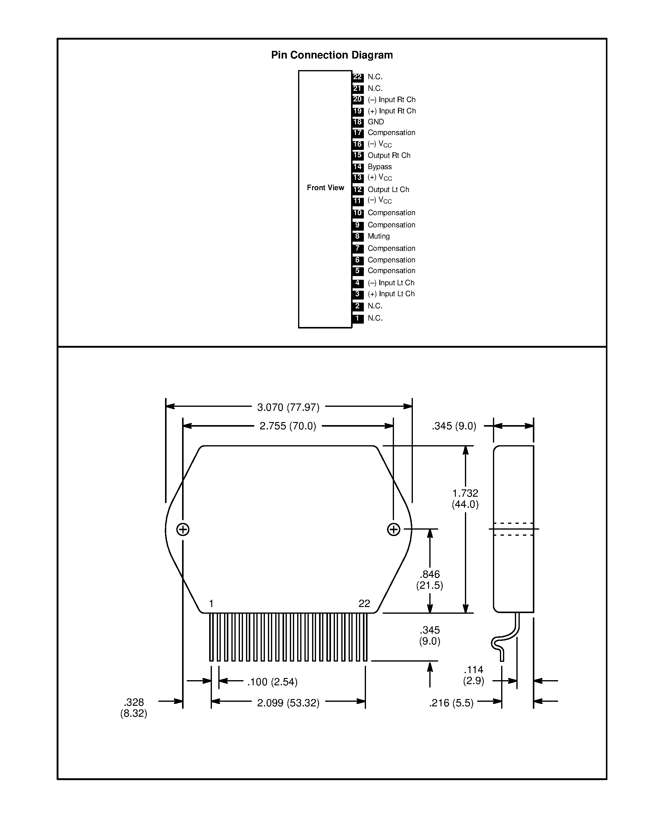 Даташит NTE15034 - Integrated Circuit Module - AF Power Amp / 2-Channel / 100W Min страница 2