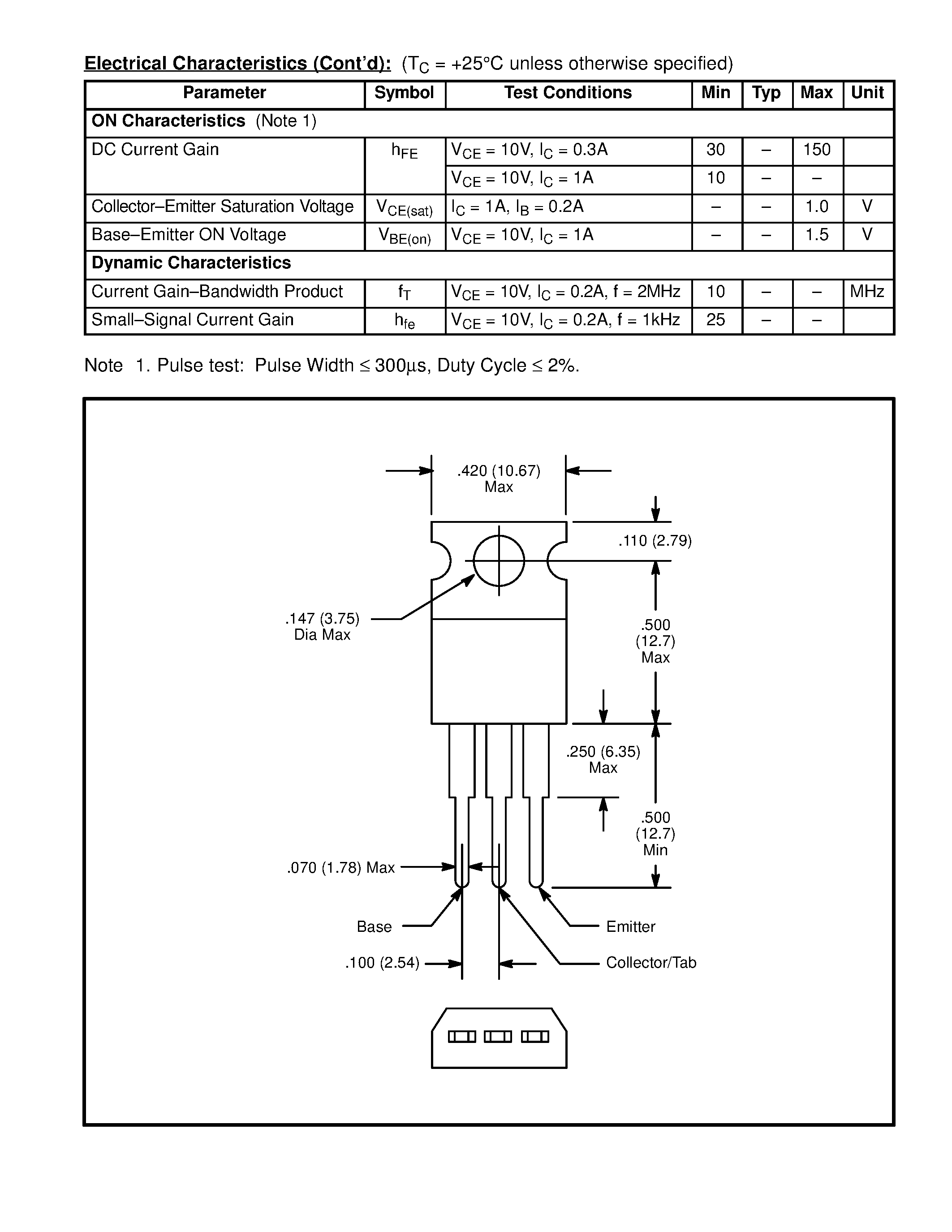 Даташит NTE198 - Silicon NPN Transistor High Voltage Power Transistor страница 2