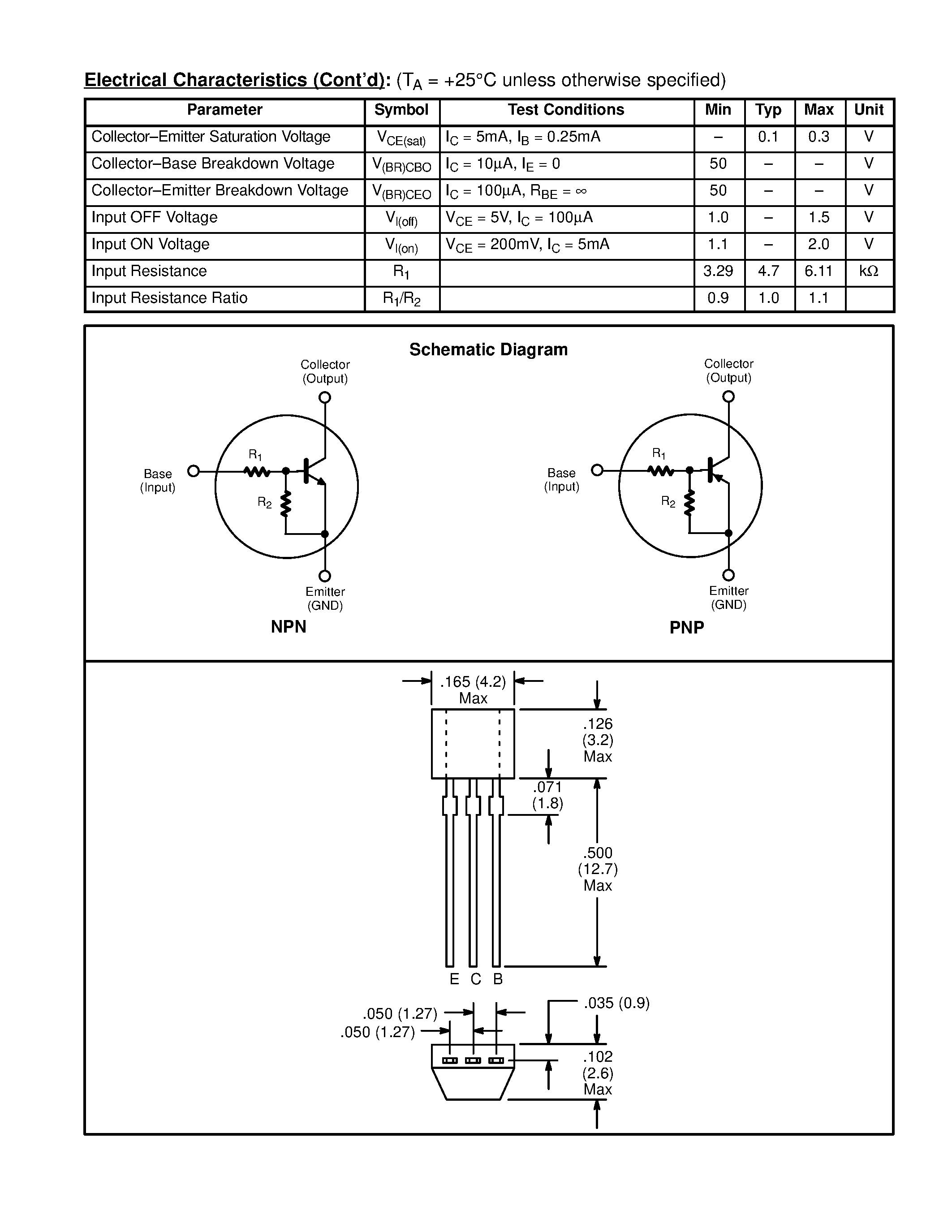 Даташит NTE2367 - Silicon Complementary Transistors Digital w/2 Built-In 4.7k Bias Resistors страница 2