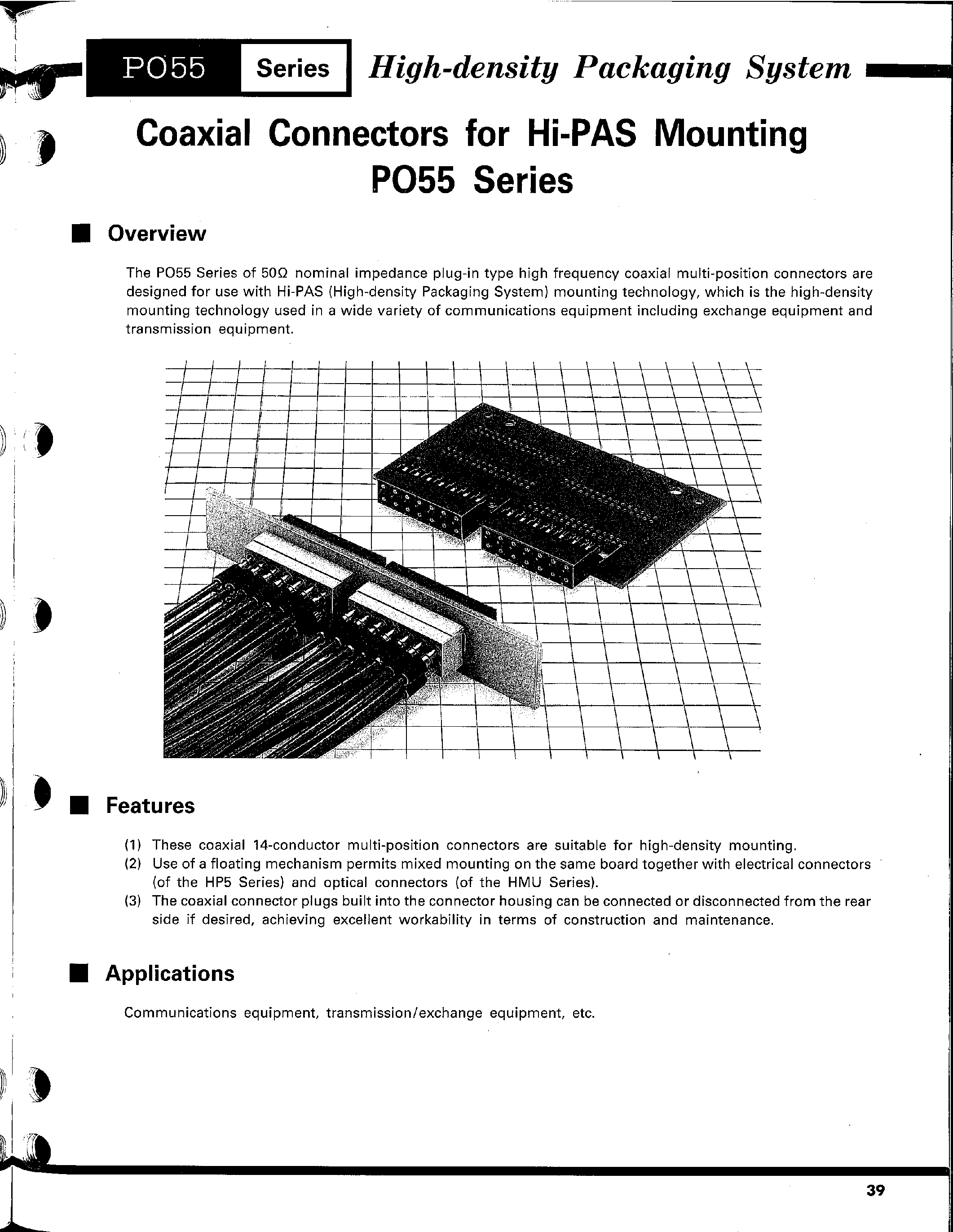 Datasheet PO55-2P-316(L) - High-density Packaging System(Coaxial Connectors for Hi-PAS Mounting) page 1