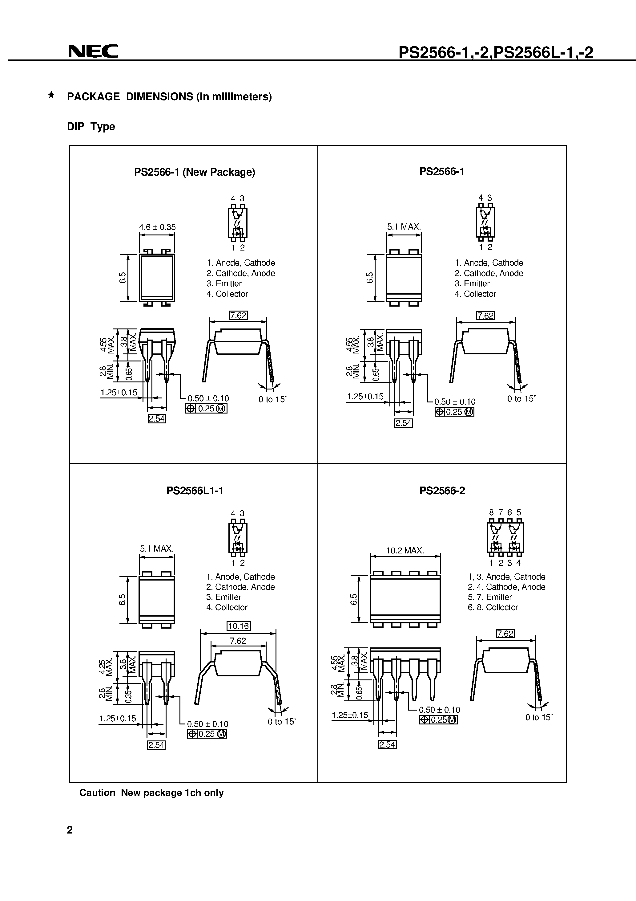 Datasheet PS2566L2-1-V - HIGH ISOLATION VOLTAGE AC INPUT / DARLINGTON TRANSISTOR TYPE MULTI PHOTOCOUPLER SERIES page 2