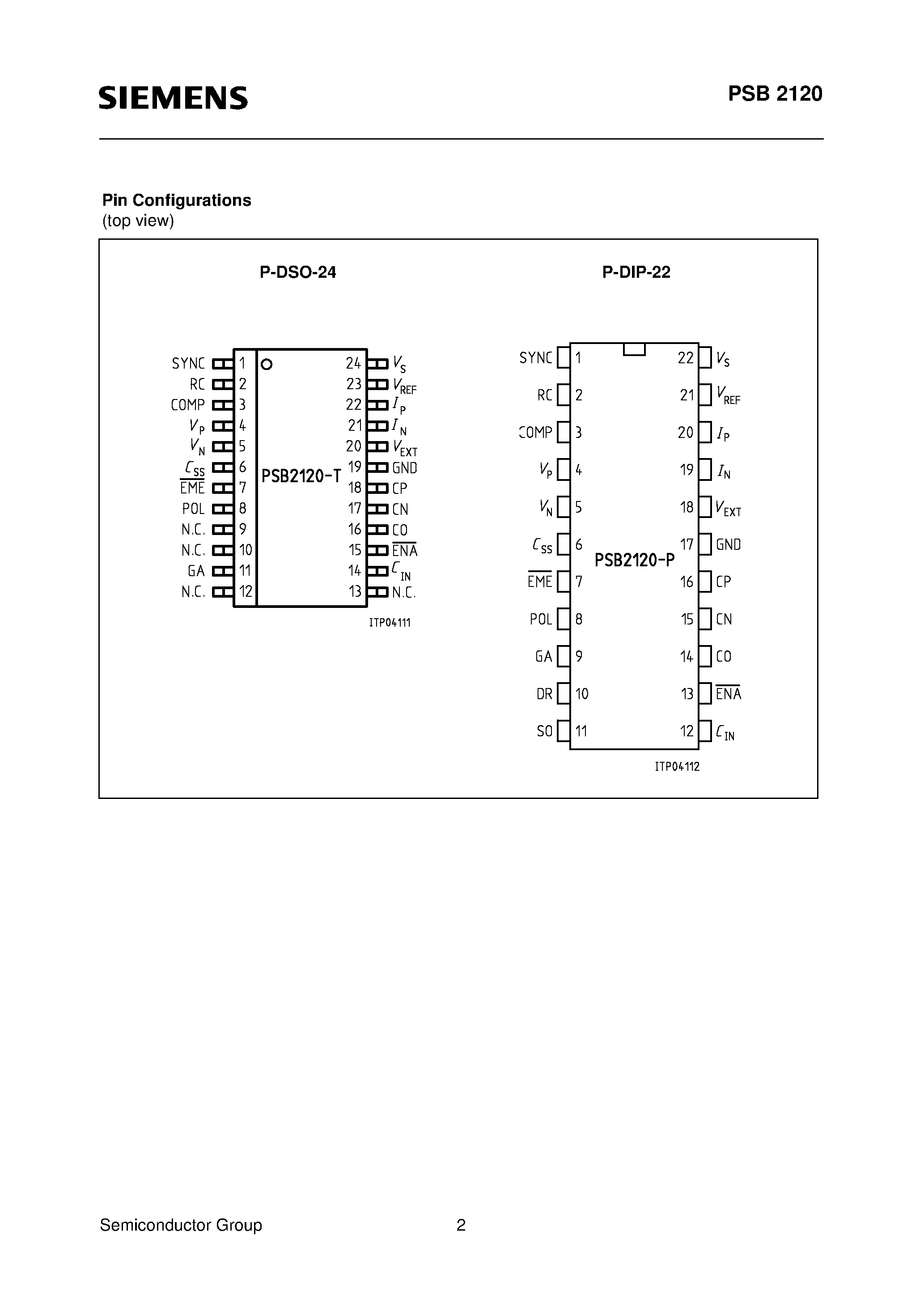 Даташит PSB2120-P - ISDN Remote Power Controller страница 2