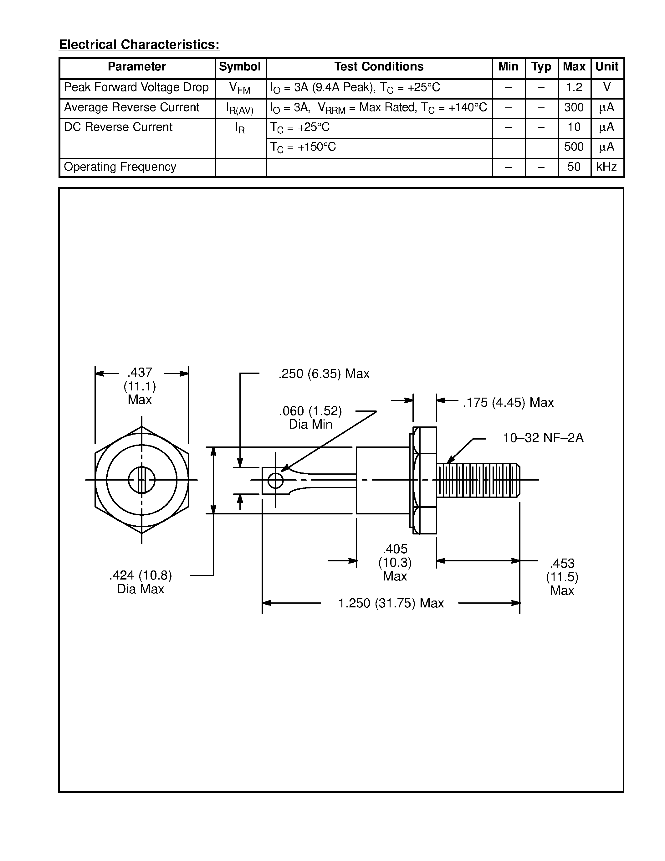 Datasheet NTE5830 - Stud Mount Standard Recovery Silicon Rectifiers / 3 Amp page 2