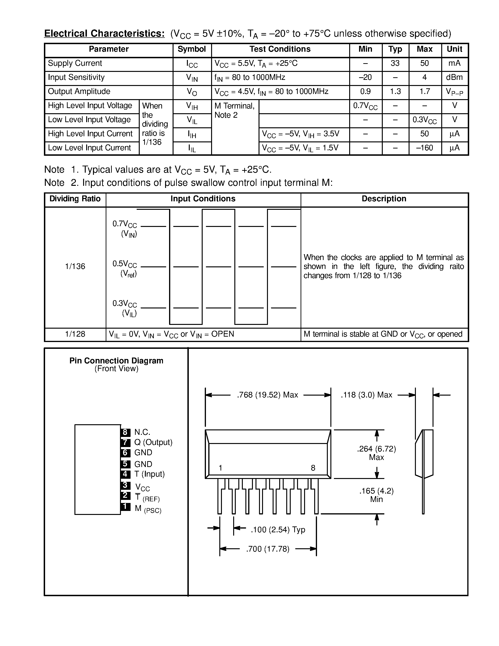 Даташит NTE7069 - Integrated Circuit 2 Modulus High Speed Divider w/ECL Output for Phase-Lock Loop (PLL) Synthesized TV Tuner страница 2