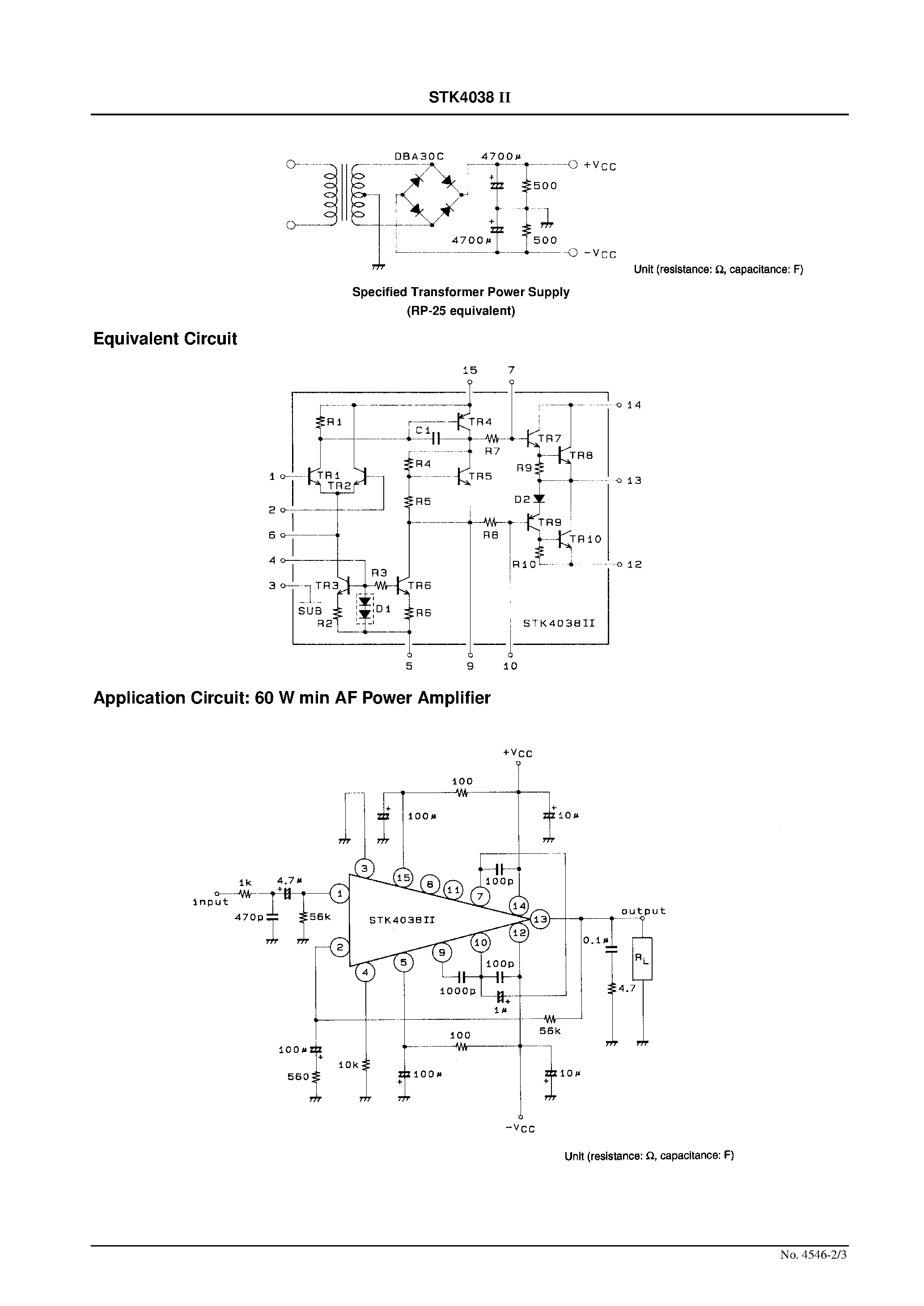 Datasheet STK4038II - AF Power Amplifier (Split Power Supply) (60 W min / THD = 0.008%) page 2