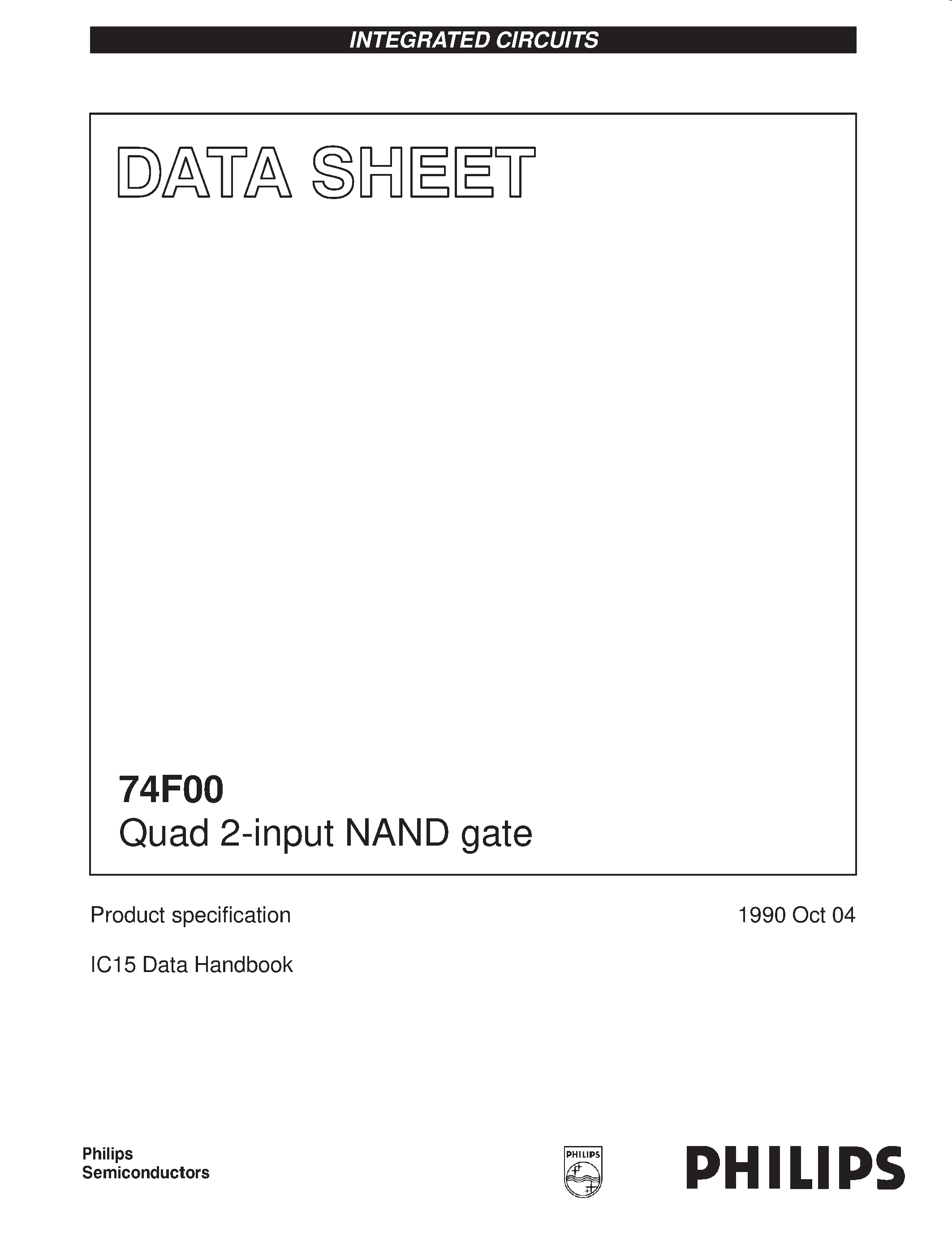 Даташит N74F00D - Quad 2-input NAND gate страница 1