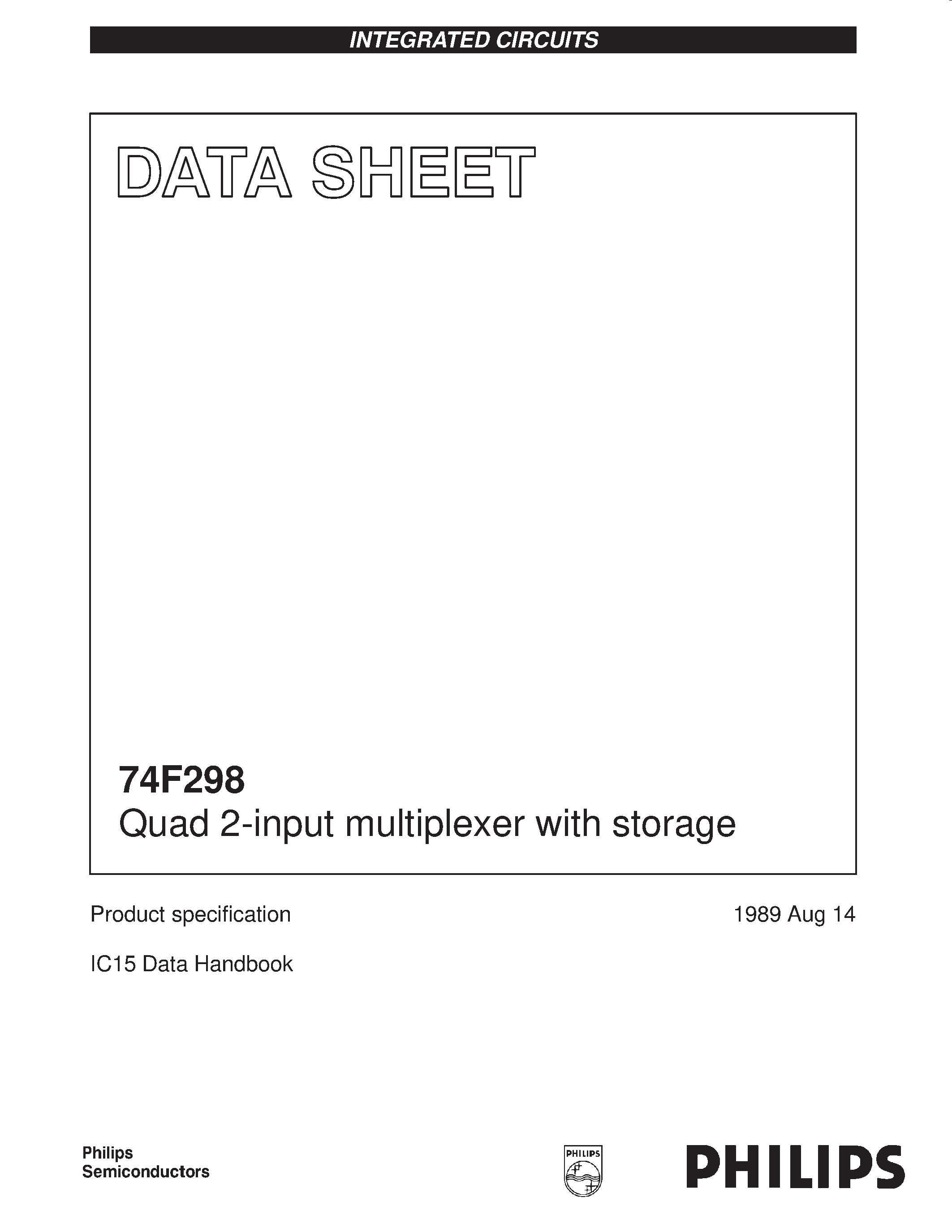 Даташит N74F298D - Quad 2-input multiplexer with storage страница 1