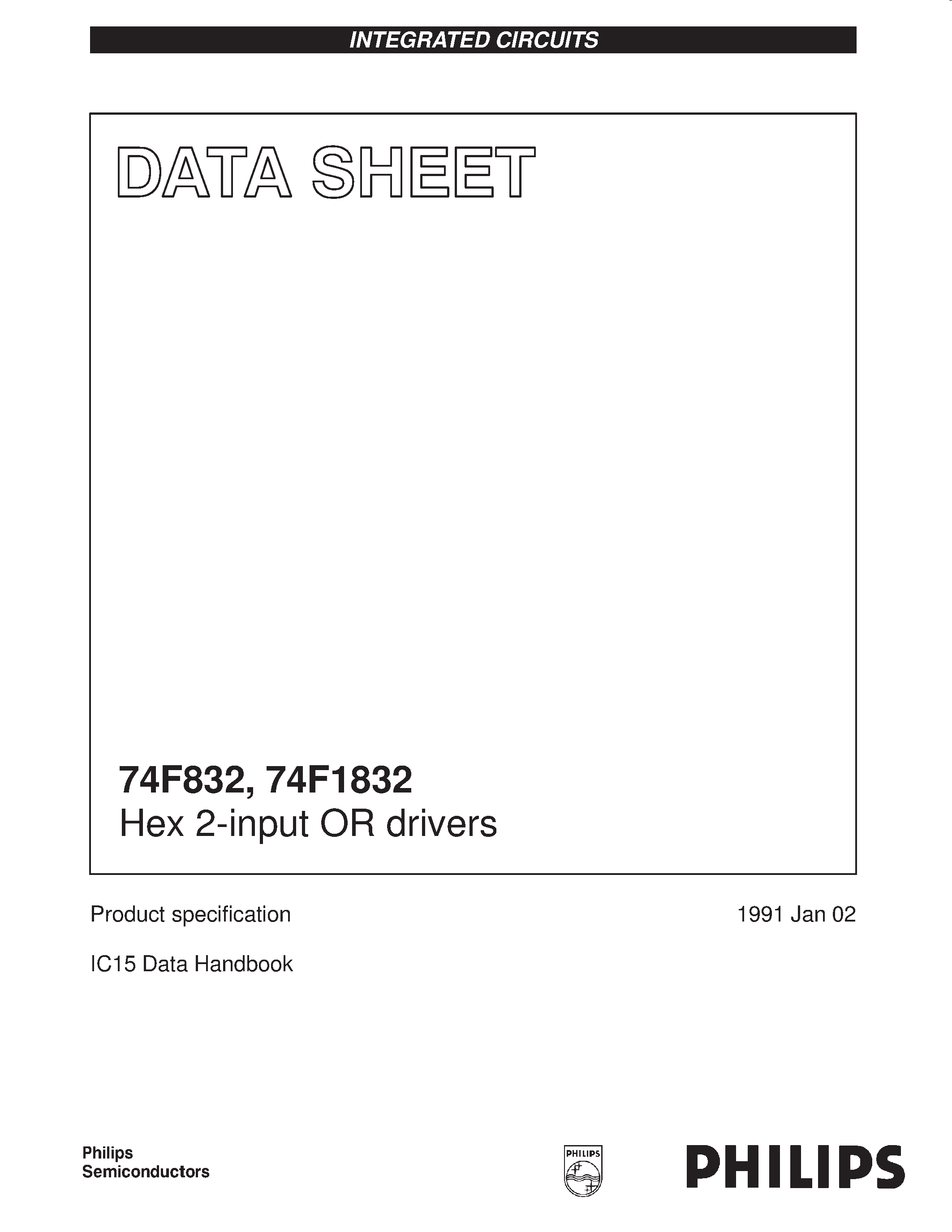 Даташит N74F832D - Hex 2-input OR drivers страница 1