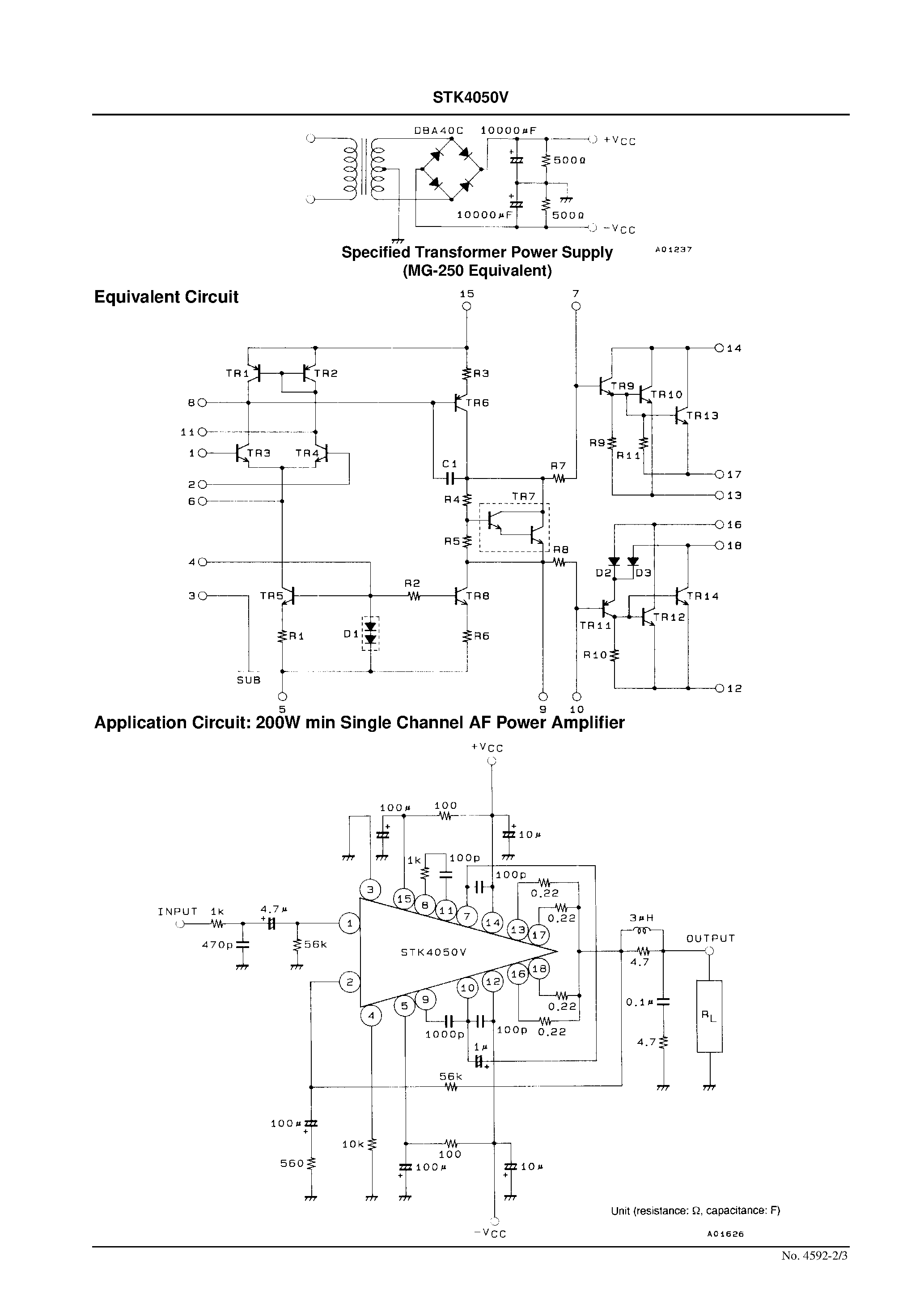 Datasheet STK4050V - AF Power Amplifier (Split Power Supply) (200 W min / THD = 0.08%) page 2