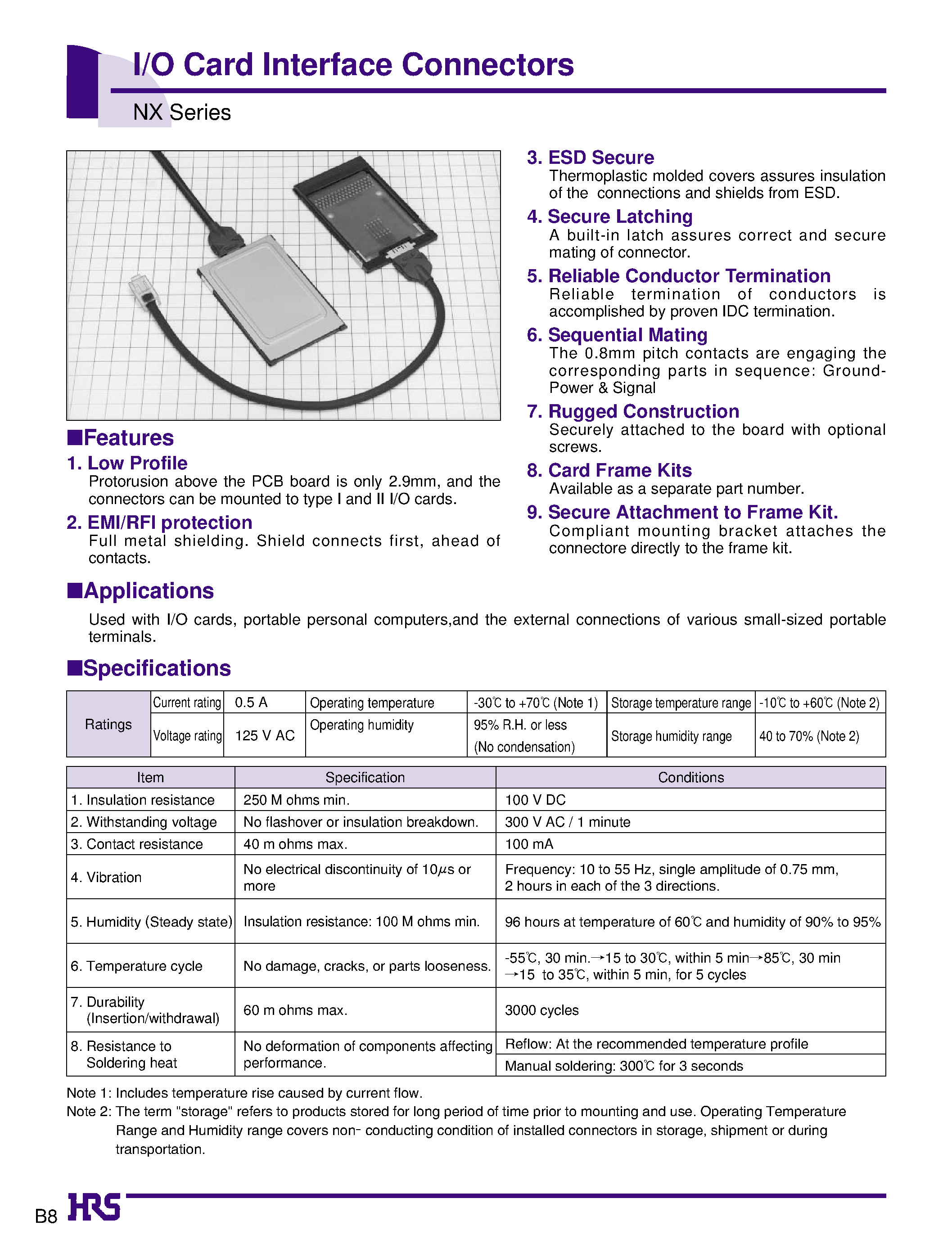 Datasheet NX-09T-CV - I/O Card Interface Connectors page 1