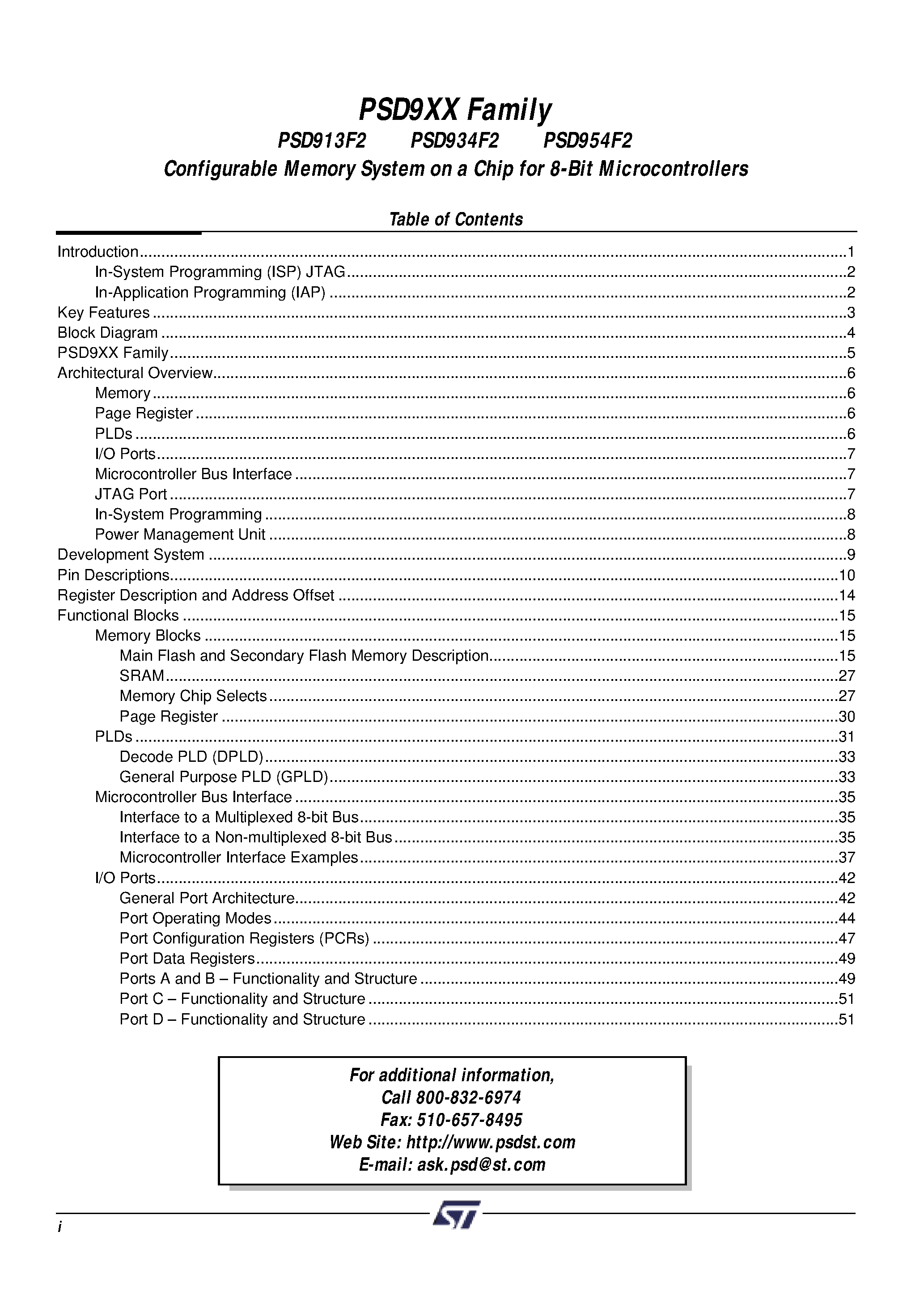 Datasheet PSD913G3V-B-90UI - Flash In-System Programmable ISP Peripherals For 8-bit MCUs page 2