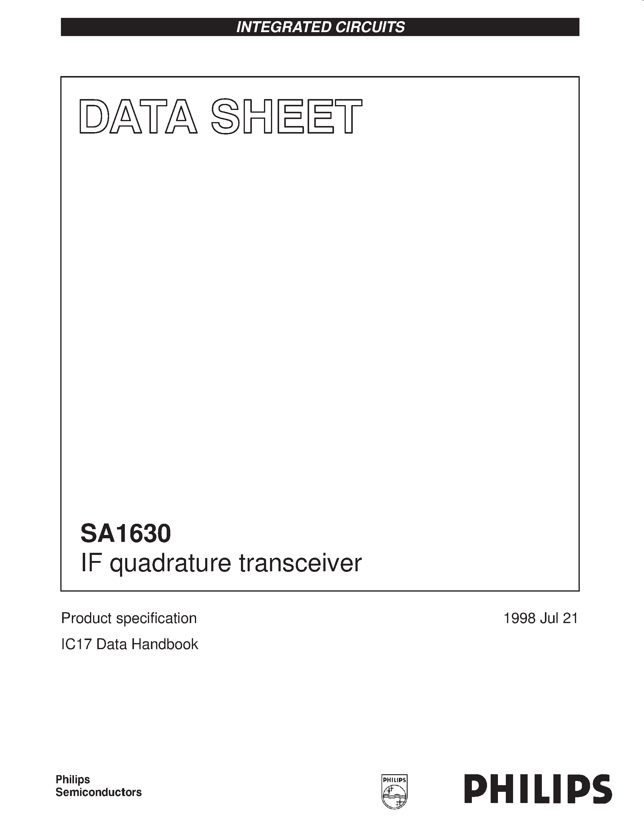 Datasheet SA1630 - IF quadrature transceiver page 1