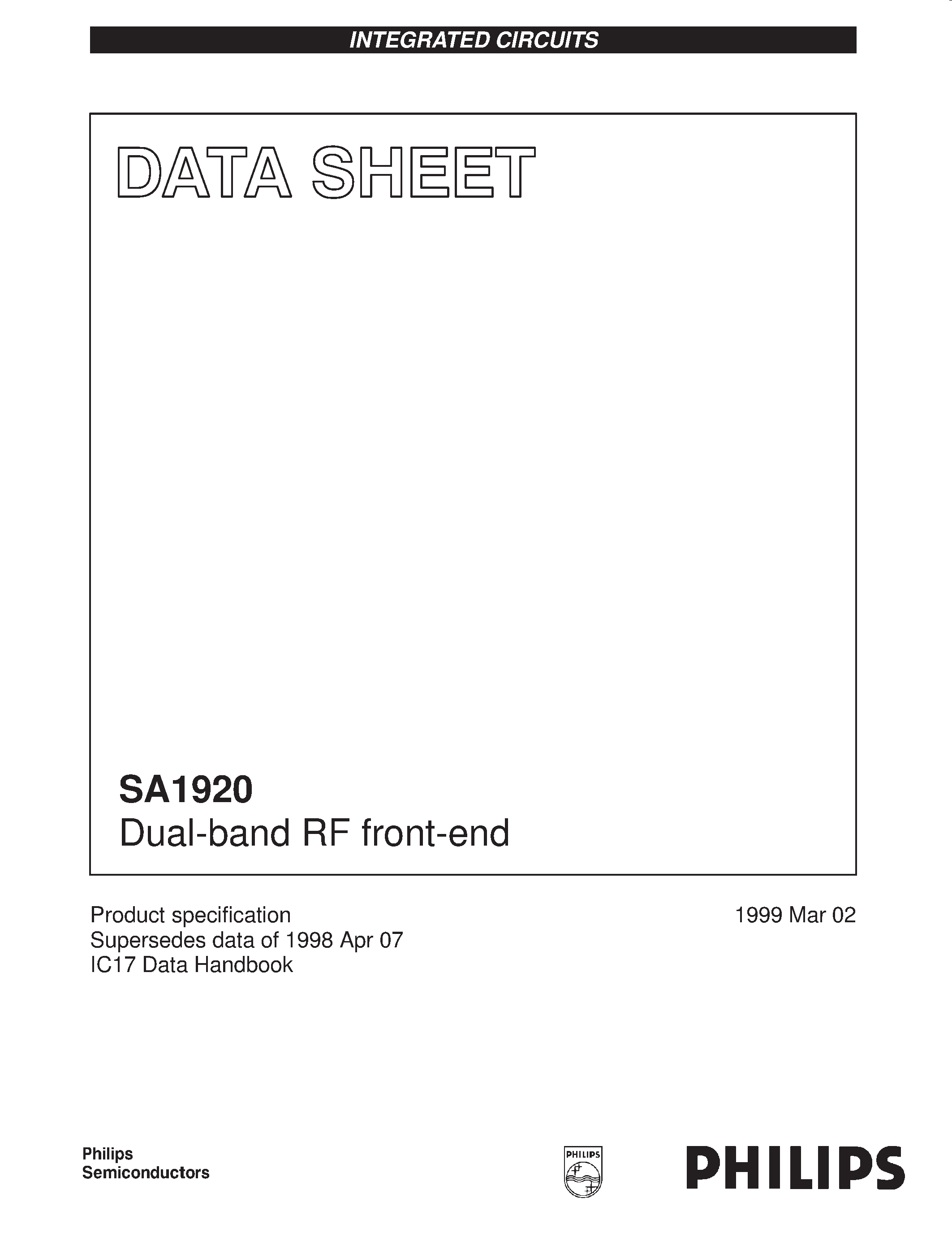 Datasheet SA1920 - Dual-band RF front-end page 1