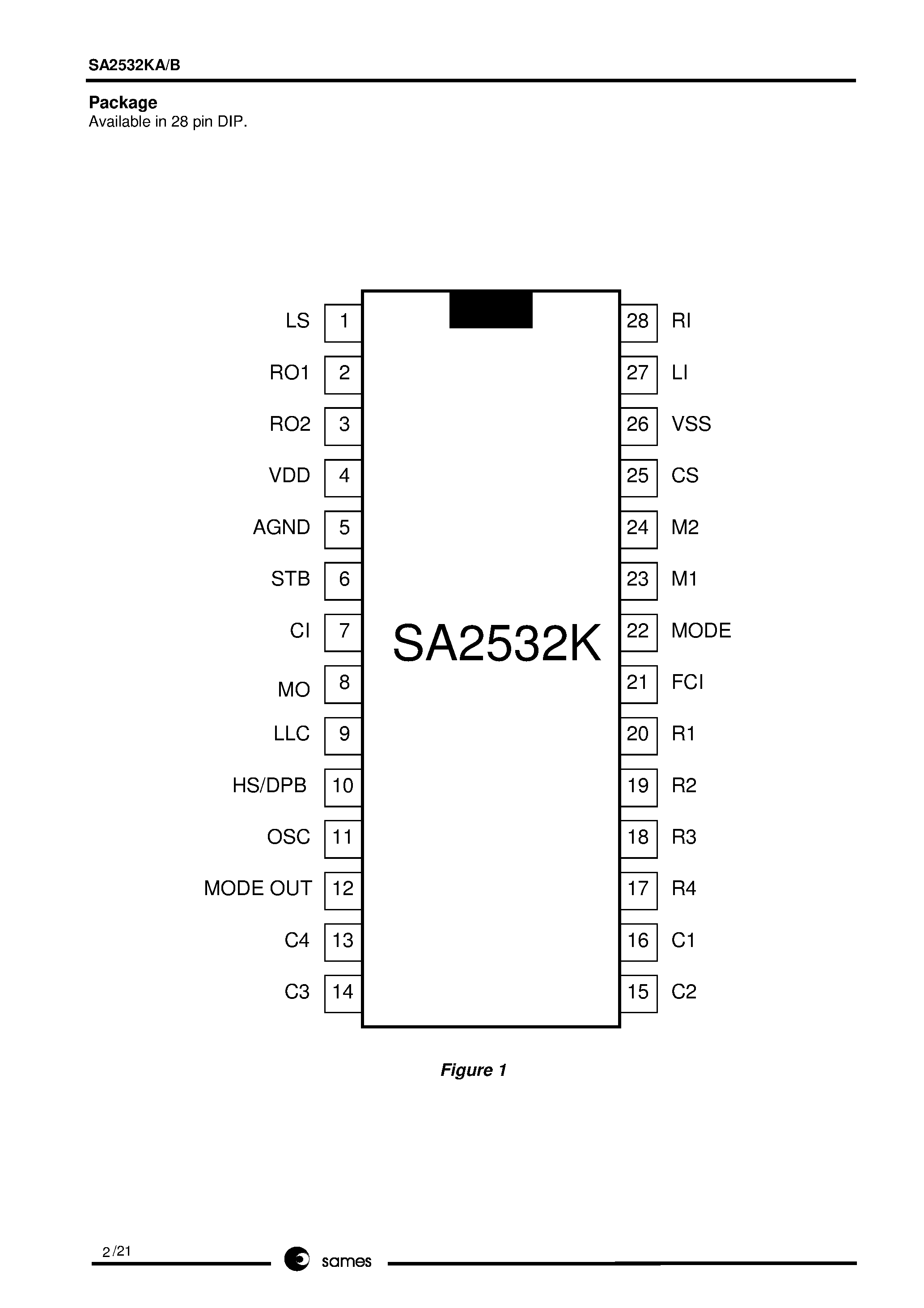 Даташит SA2532KB - SINGLE CHIP TELEPHONE FOR INDIA страница 2