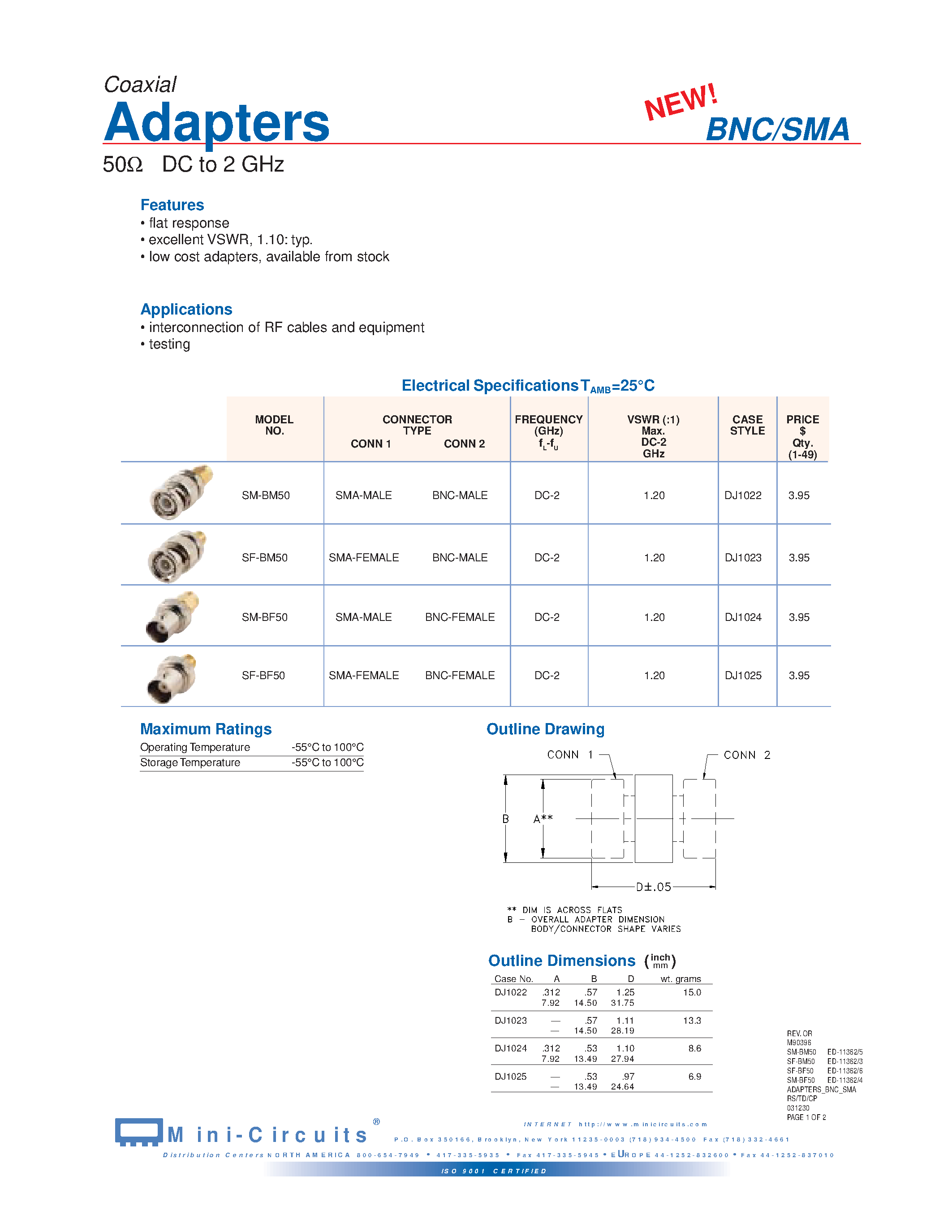 Даташит SF-BF50 - 50OHM DC to 2 GHz страница 1