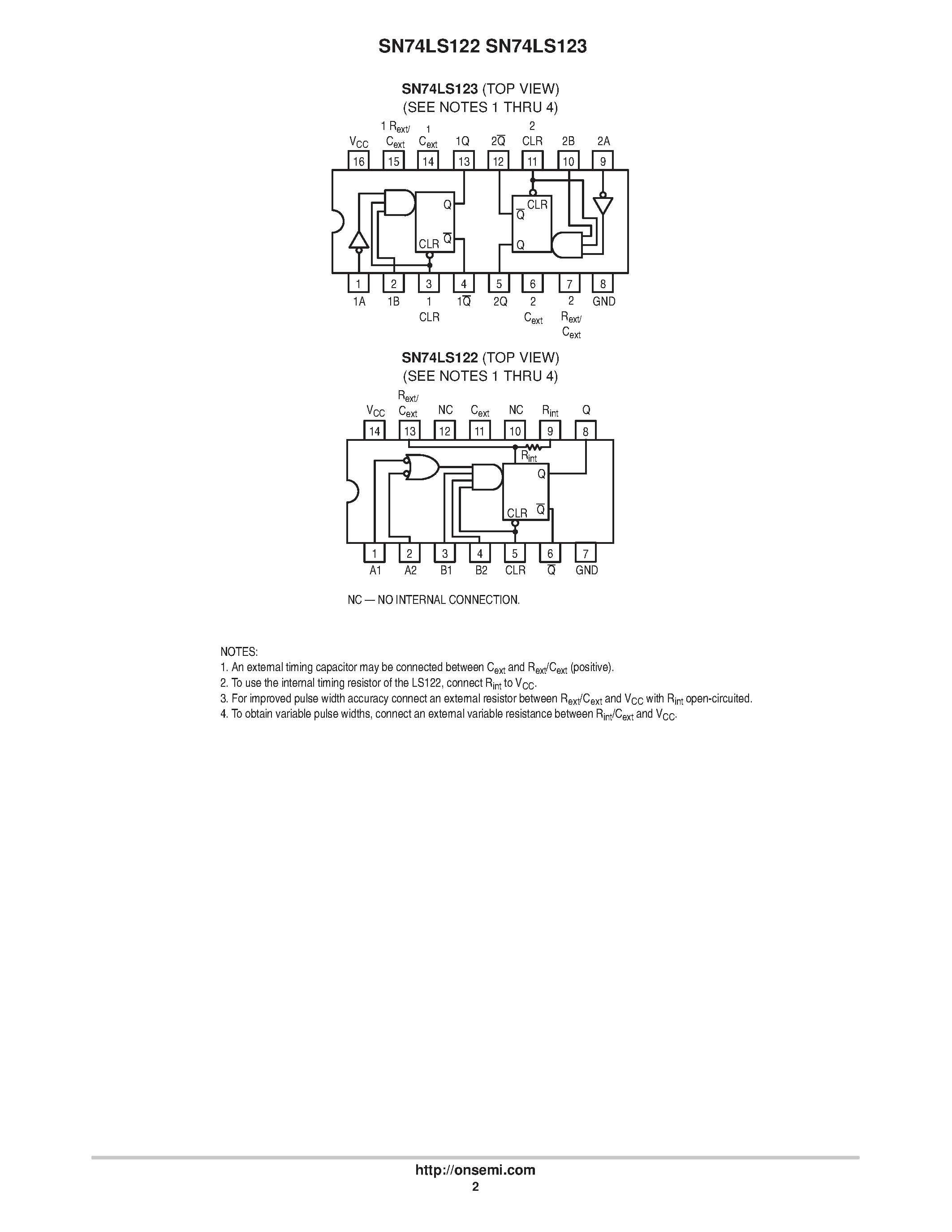 Даташит SN74LS122 - LOW POWER SCHOTTKY страница 2