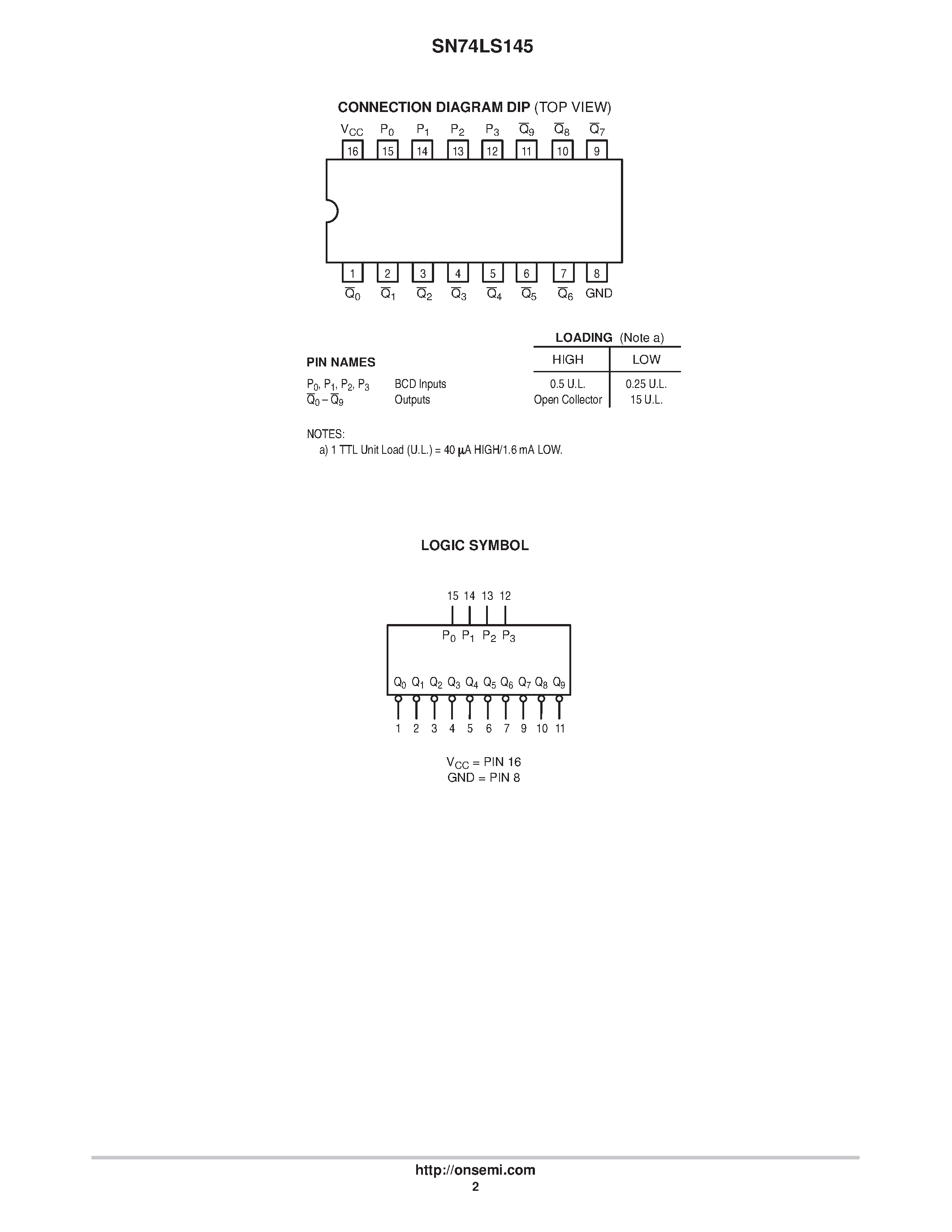 Даташит SN74LS145 - 1-of-10 Decoder / Drvier Open-Collector страница 2