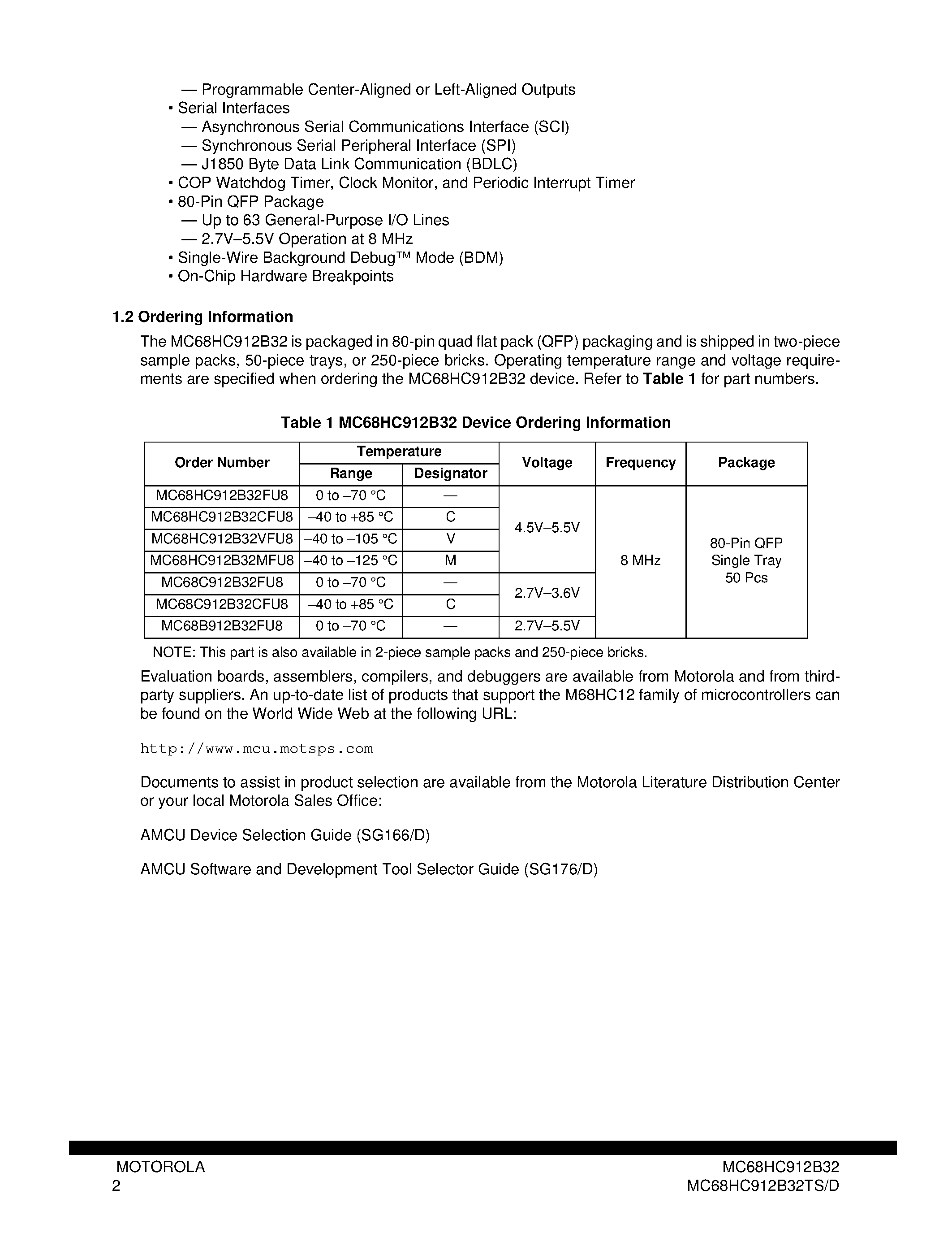 Datasheet MC68HC912B32 - 16-Bit Microcontroller page 2