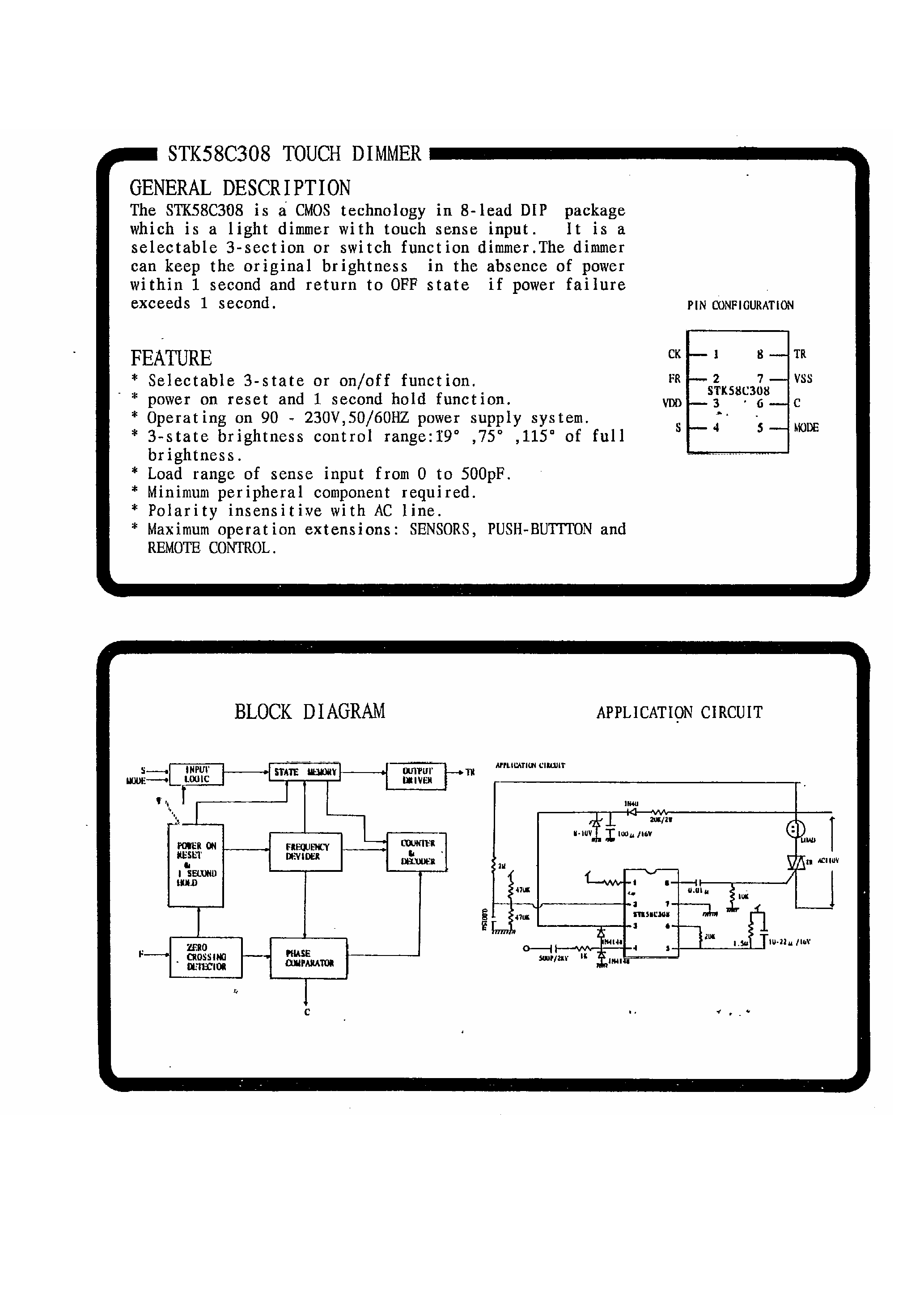 Datasheet STK58C308 - Tiuch Dimmer page 1