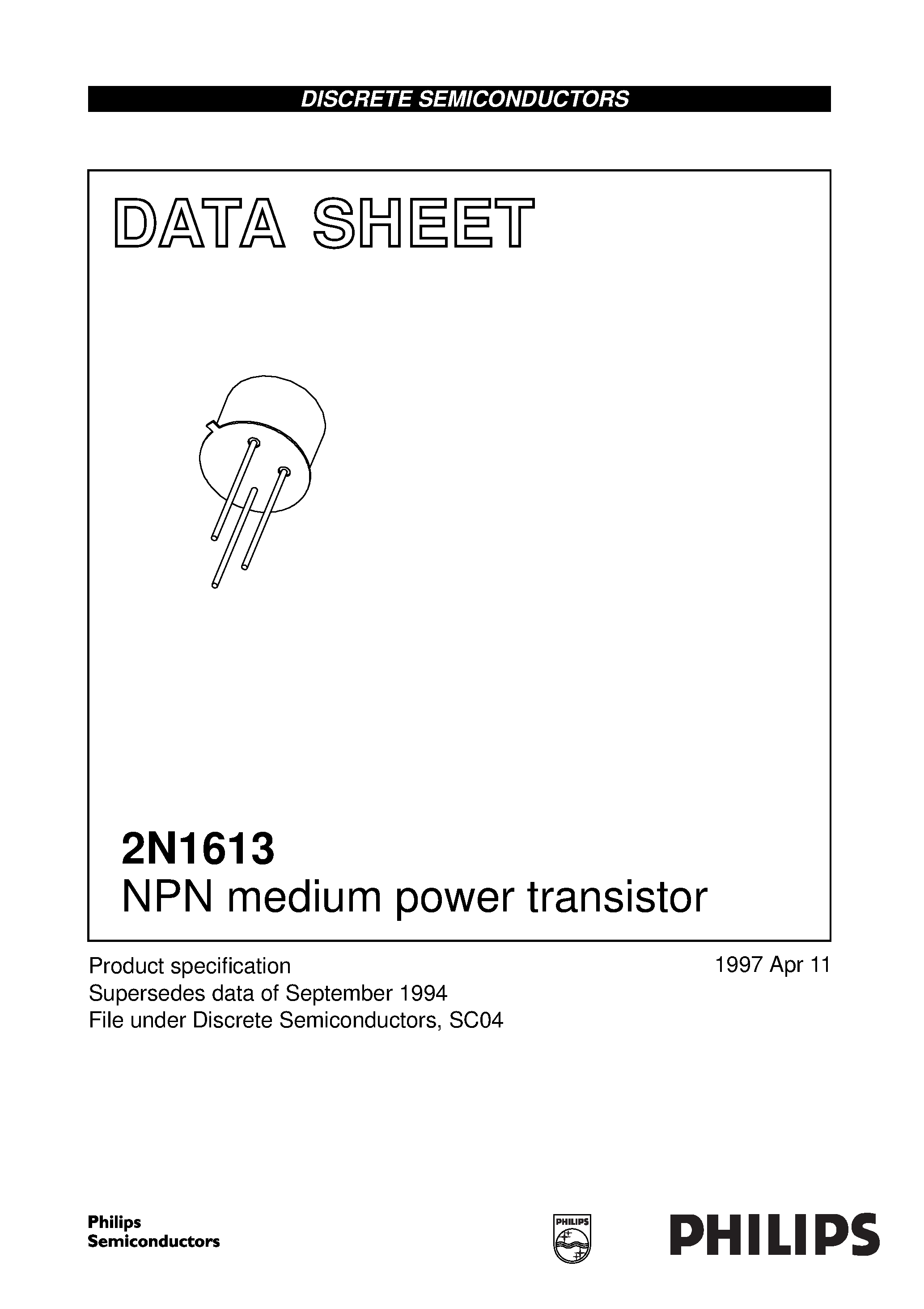 Даташит 2N1613 - NPN medium power transistor страница 1