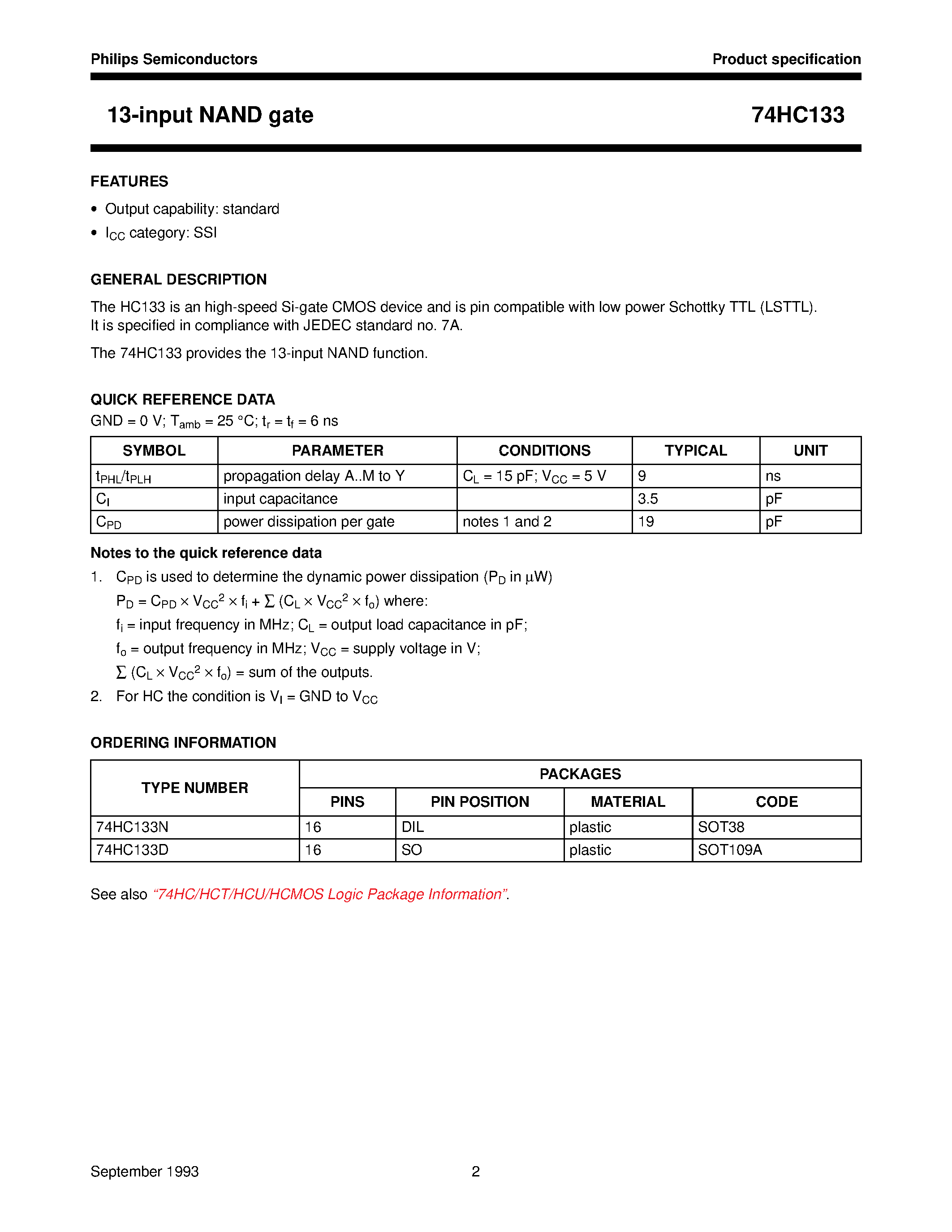 Datasheet 74HC133 - 13-input NAND gate page 2