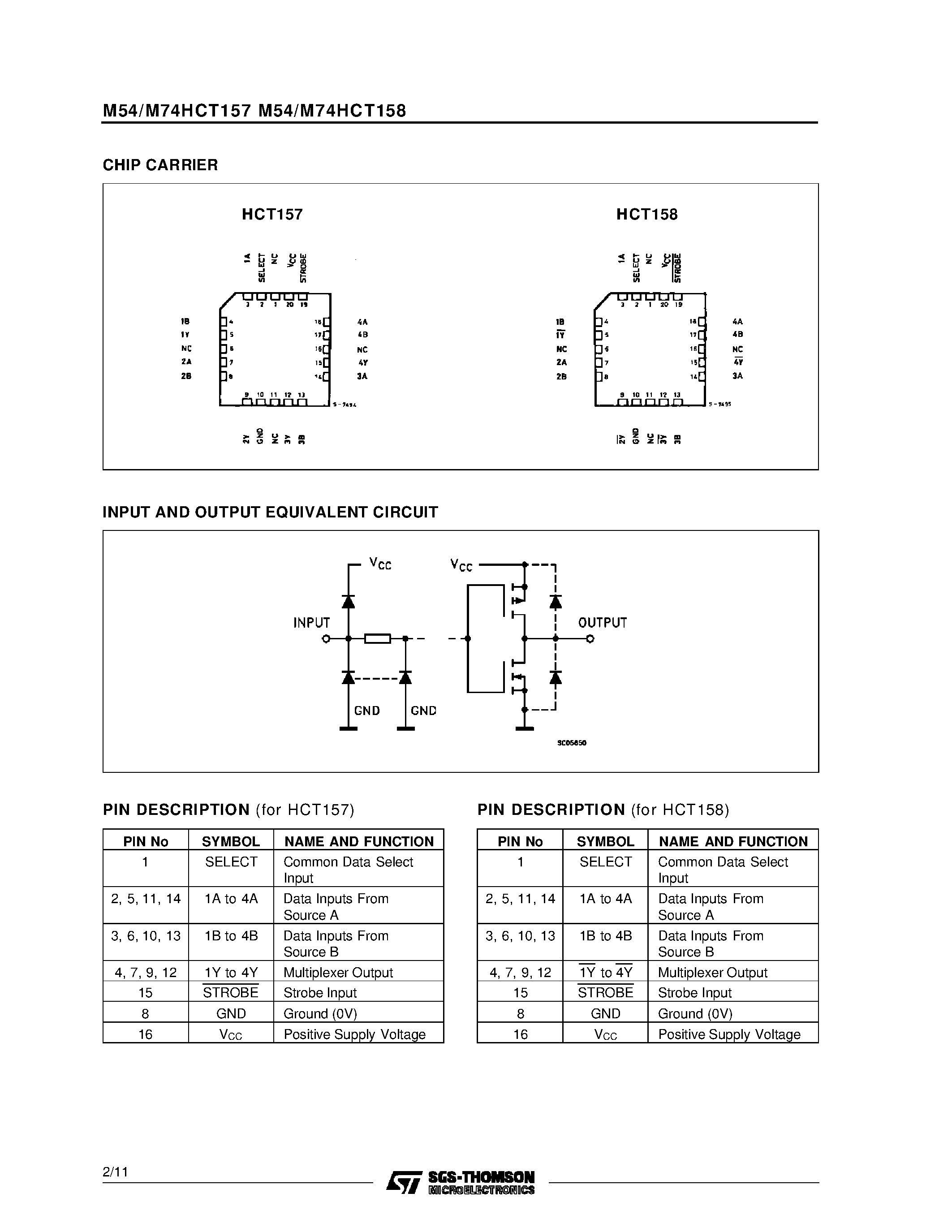 Datasheet 74HC157 - HCT157 QUAD 2 CHANNEL MULTIPLEXER HCT158 QUAD 2 CHANNEL MULTIPLEXER INV. page 2