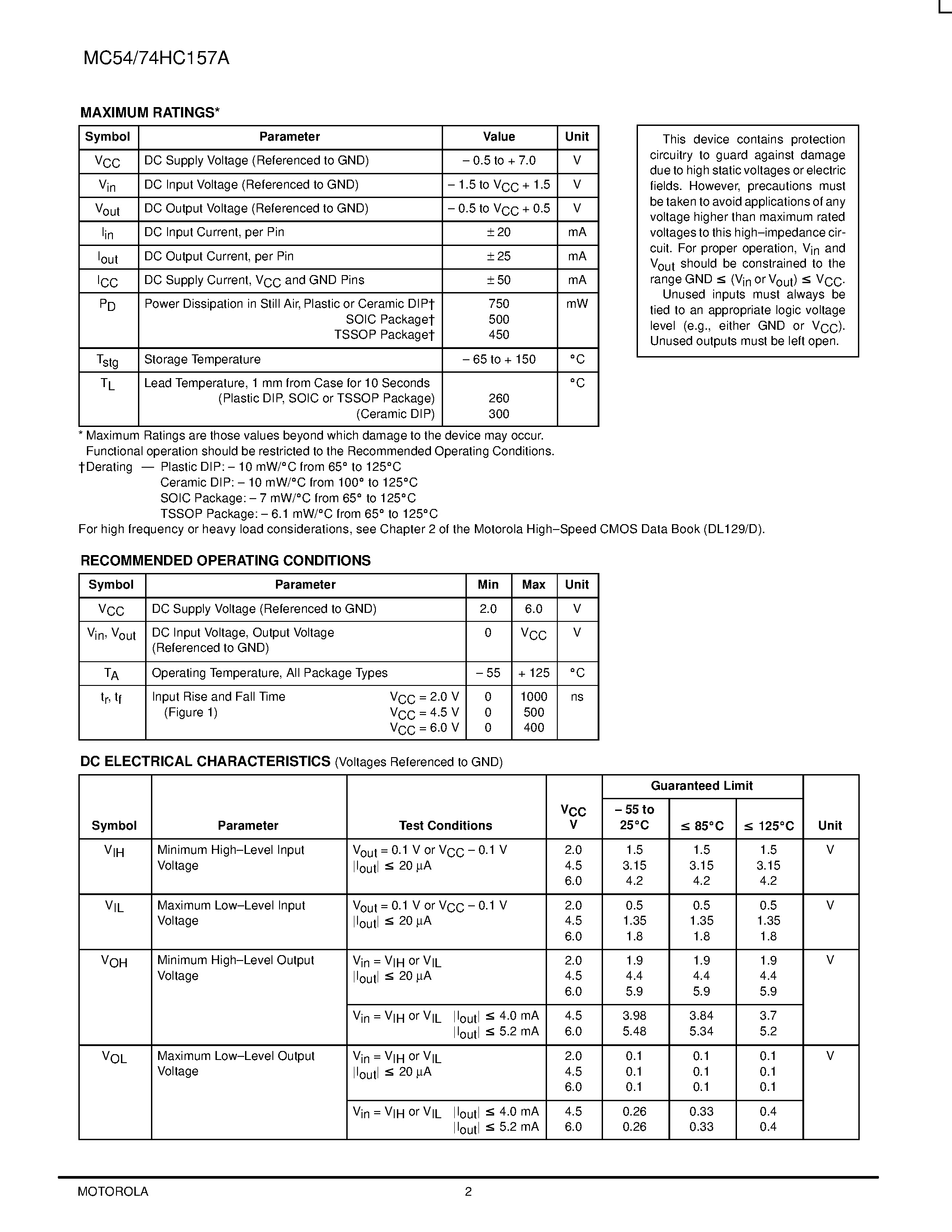 Datasheet 74HC157 - Quad 2-Input Data Selectors/Multiplexers page 2