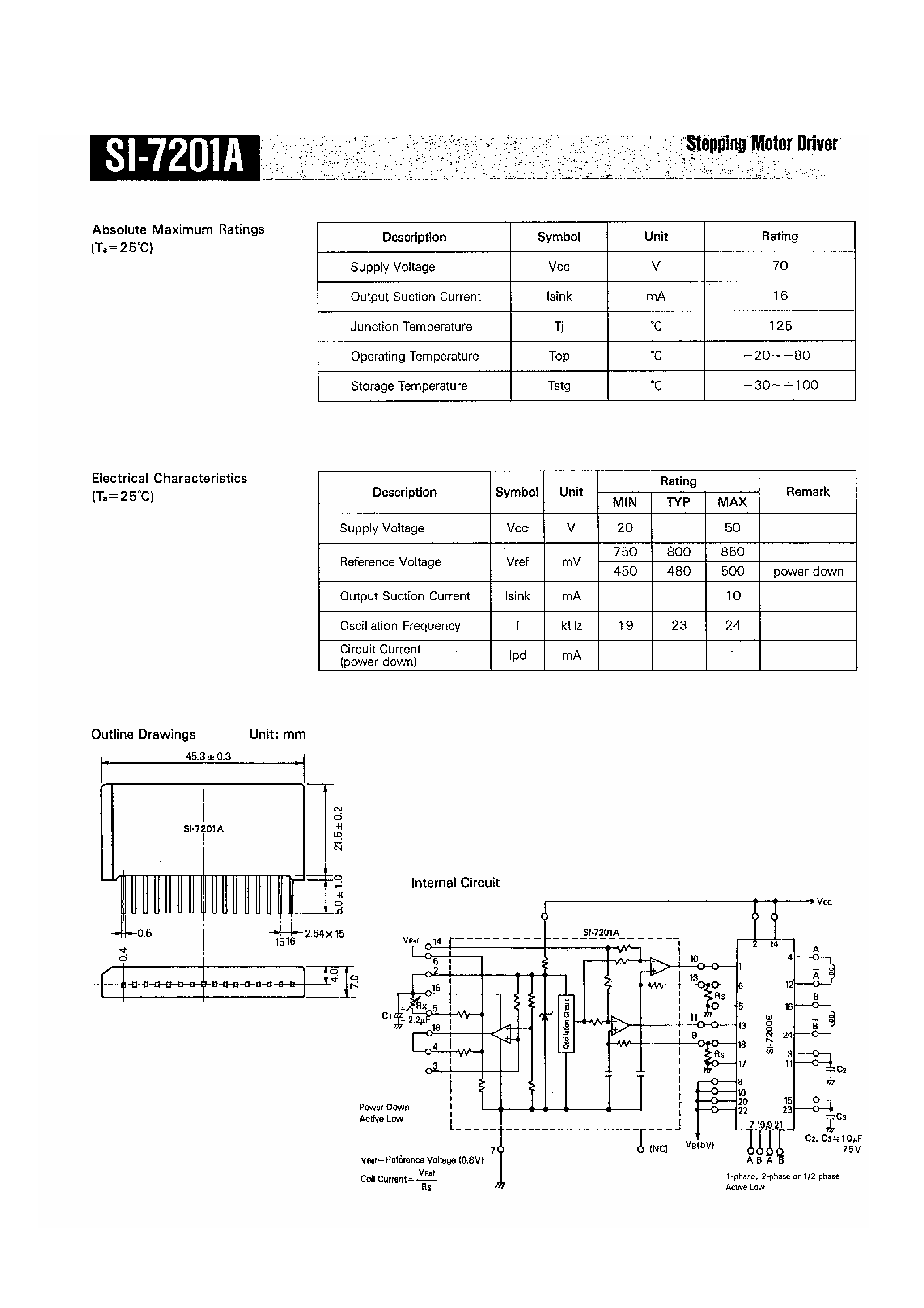 Даташит SI-7201A - Stepping Motor Driver страница 1