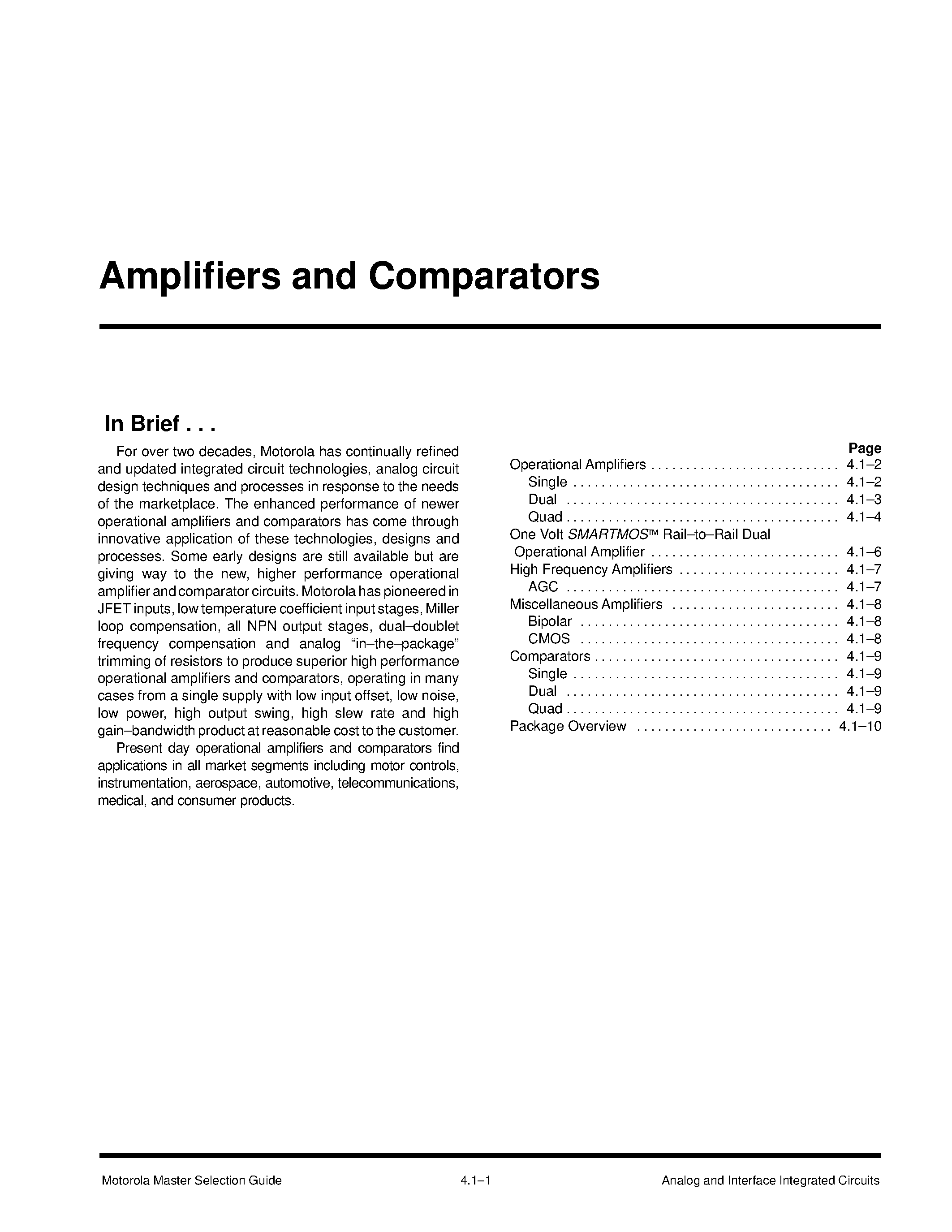 Datasheet MC4741 - DIFFERENTIAL INPUT OPERATIONAL AMPLIFIER page 1