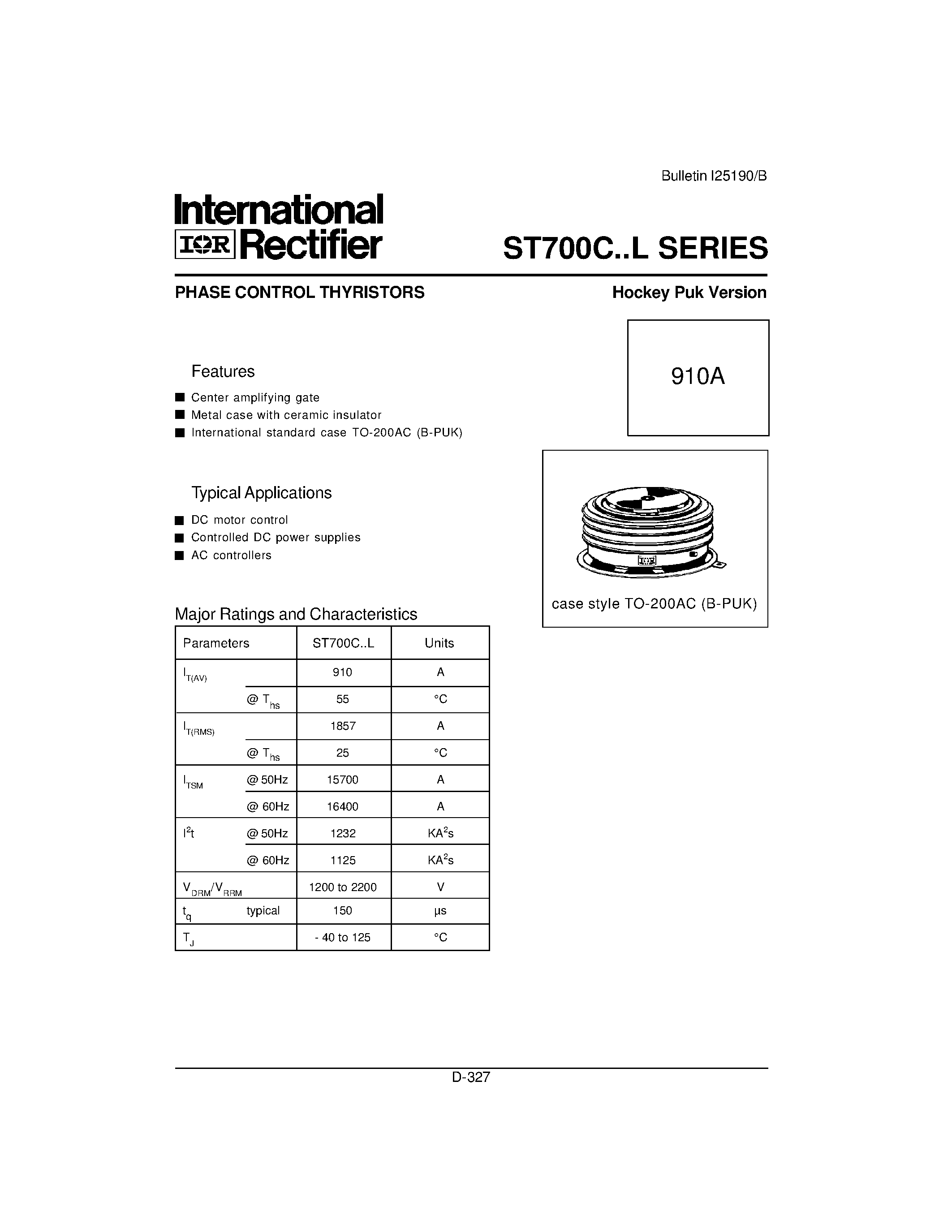 Даташит ST700C - PHASE CONTROL THYRISTORS Hockey Puk Version страница 2