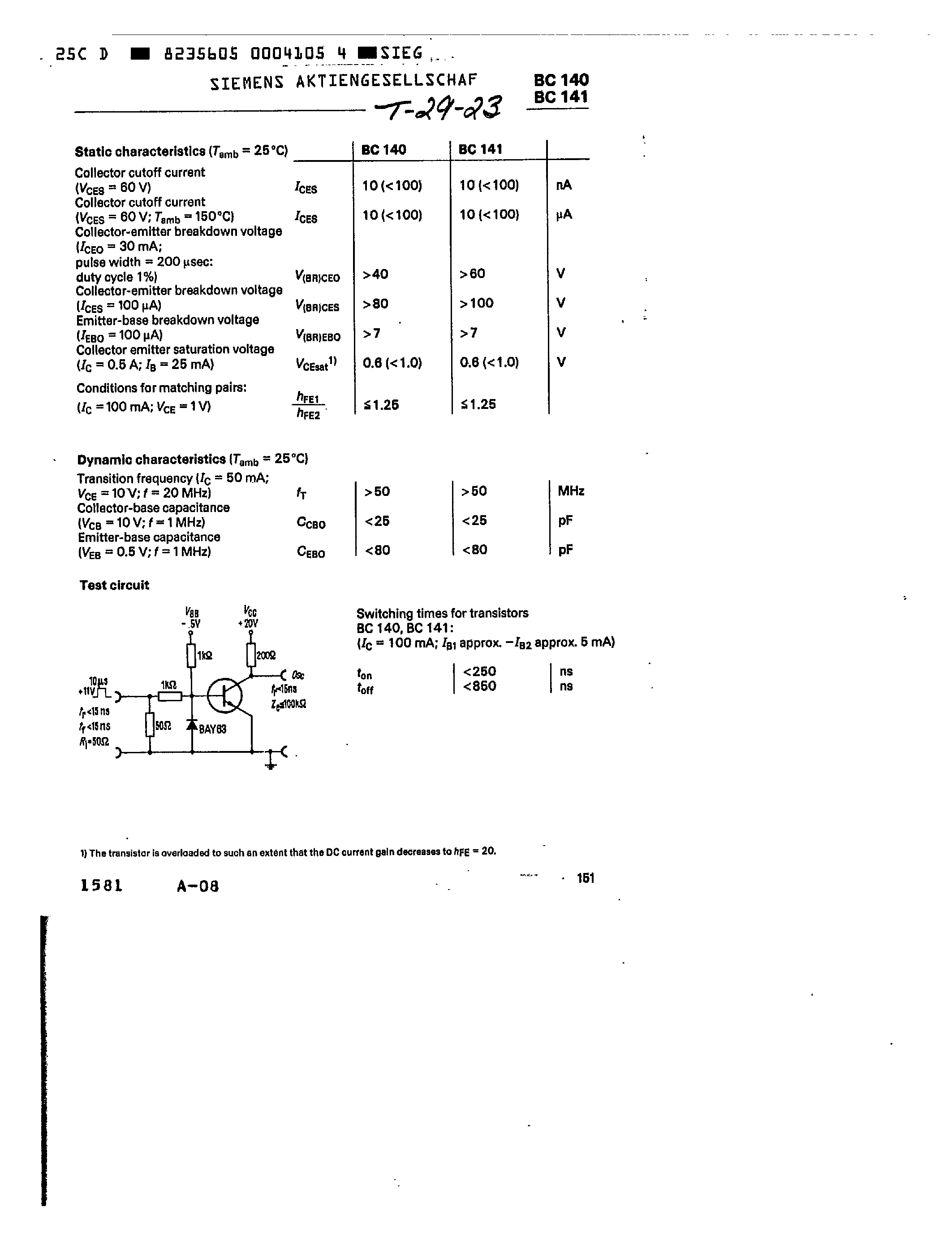 Datasheet BC140 - NPN SILICON TRANSISTORS page 2