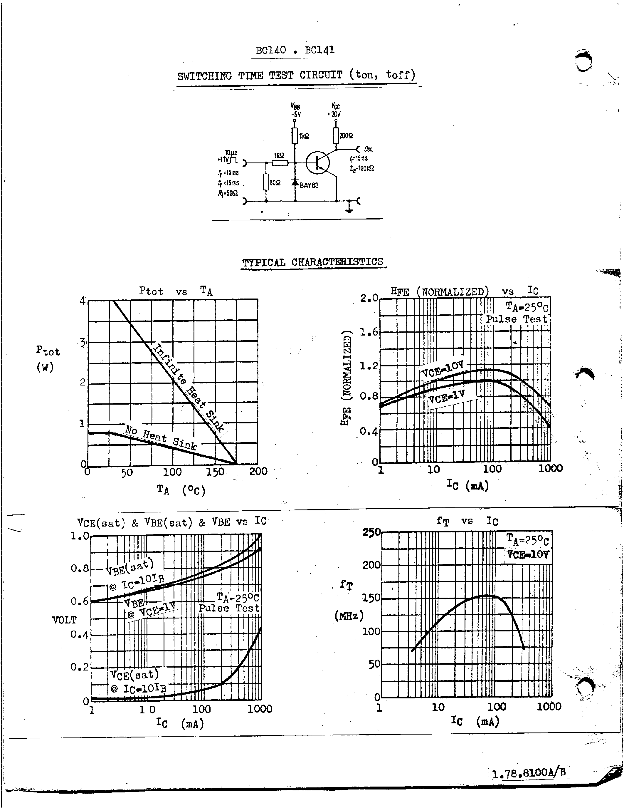 Datasheet BC140 - NPN SILICON AF MEDIUM POWER AMPLIFIERS & SWITCHES page 2