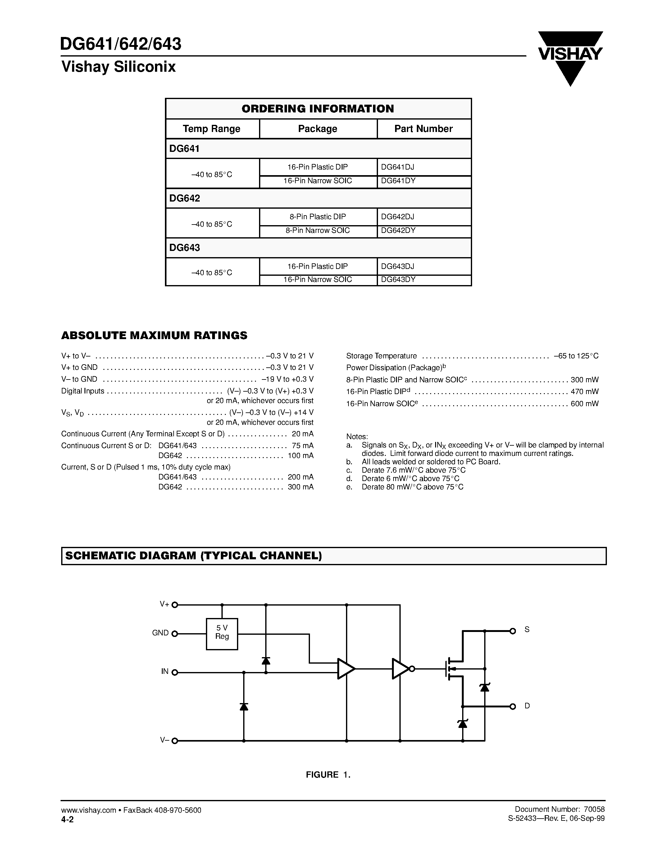 Datasheet DG641 - Low On-Resistance Wideband/Video Switches page 2