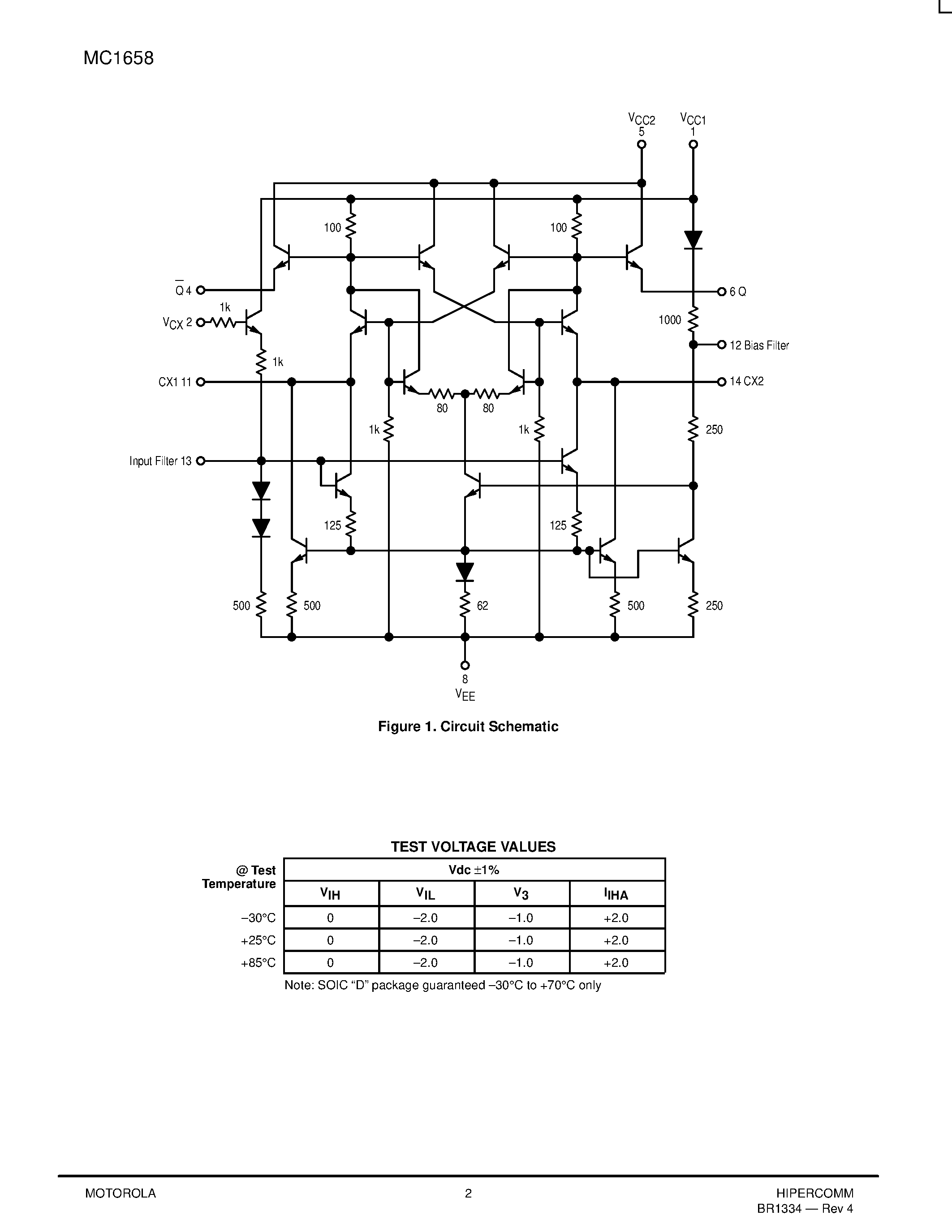 Datasheet MC1658 - Voltage Controlled Multivibrator page 2