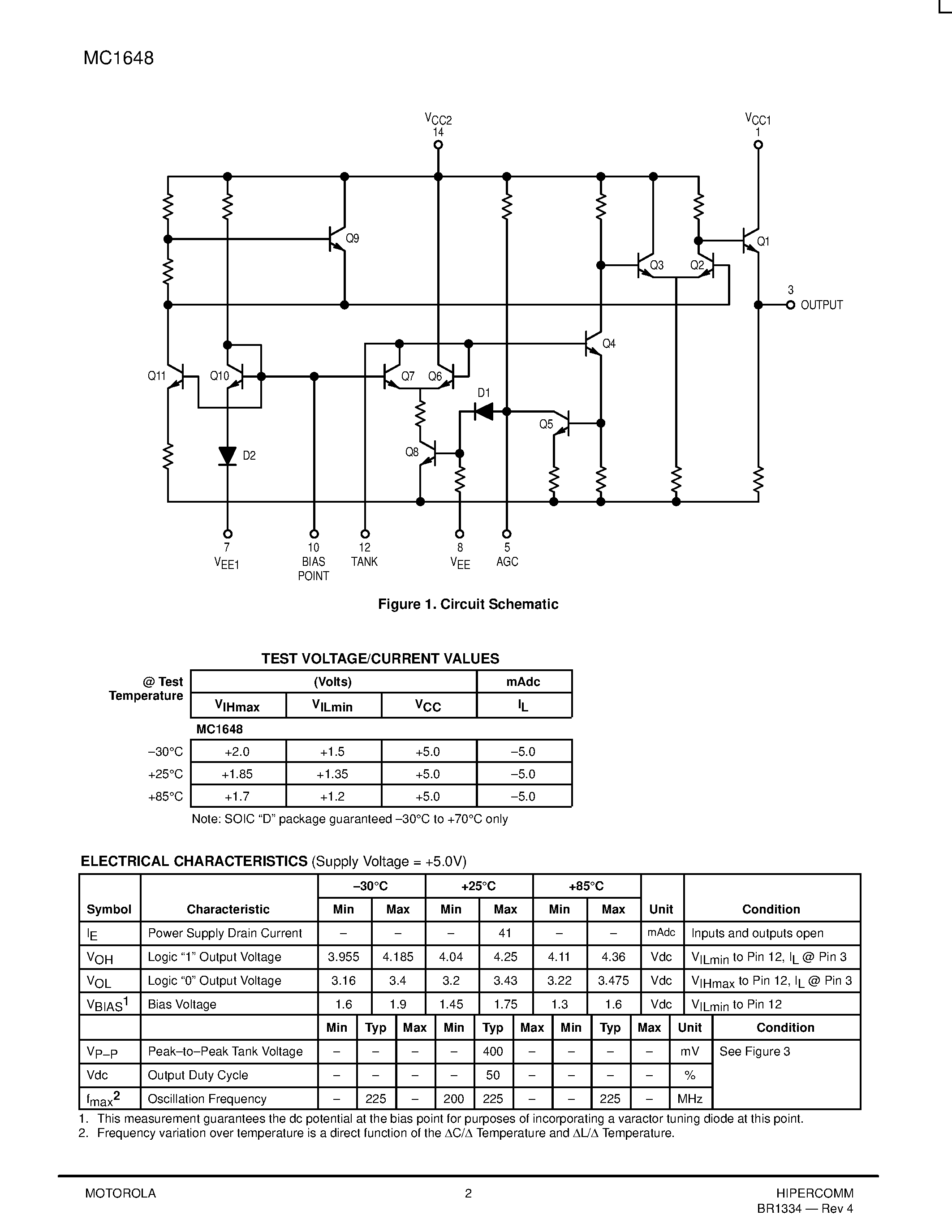 Даташит MC1648 - Voltage Controlled Oscillator страница 2