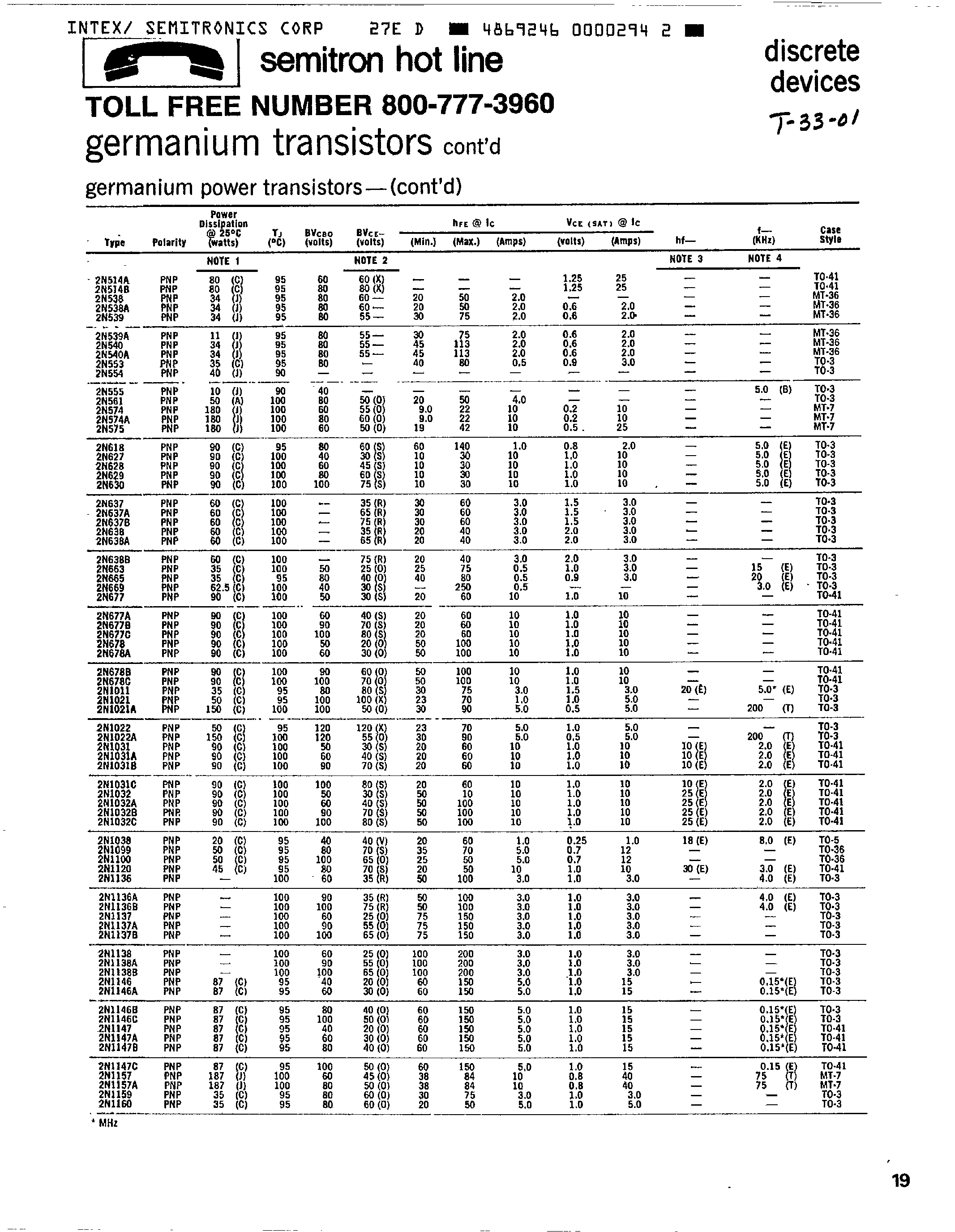 Datasheet 2N158 - Germanium Power Transistors page 2