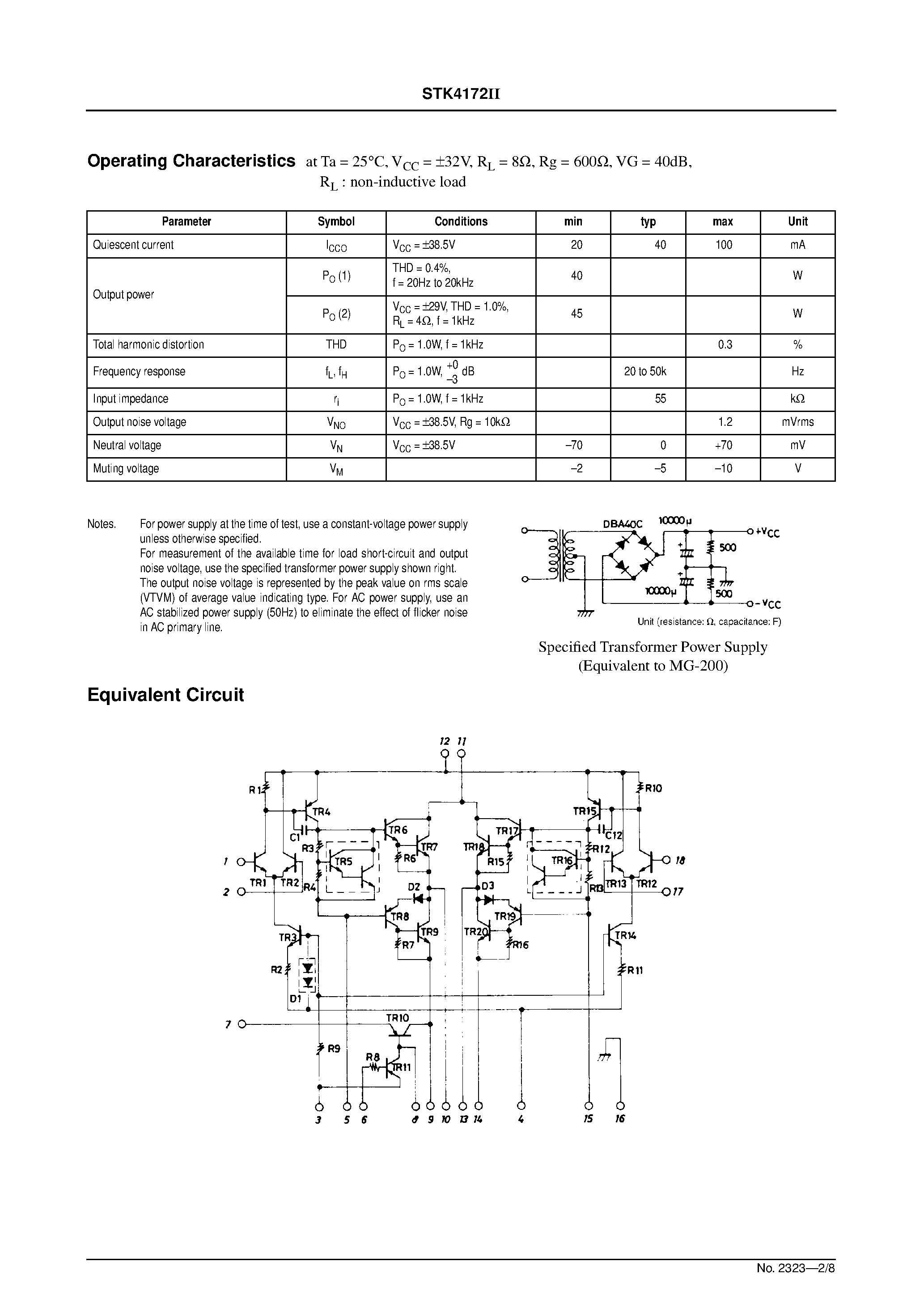 Datasheet STK4172II - AF Power Amplifier page 2