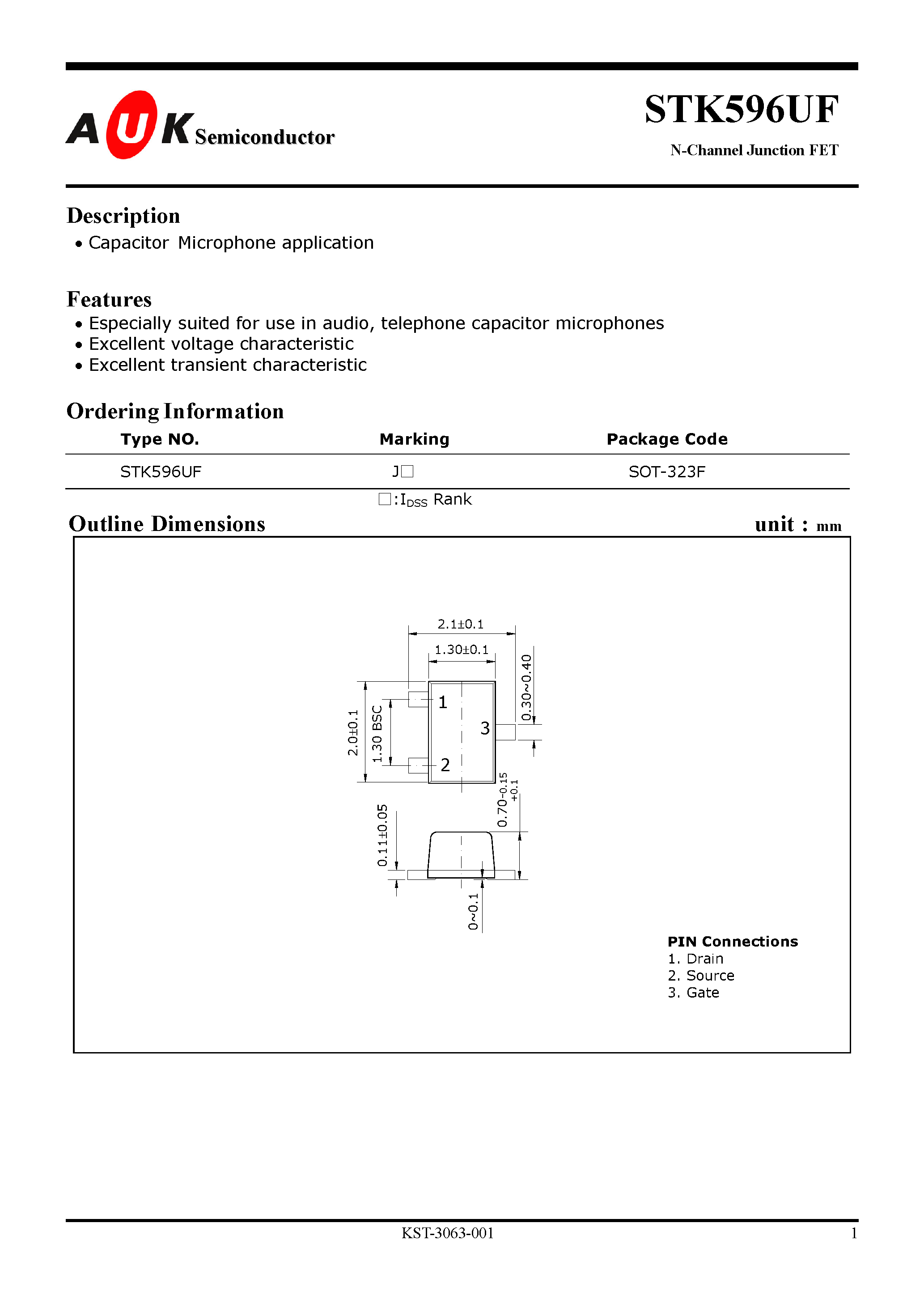 Datasheet STK596UF - N-Channel Junction FET page 1