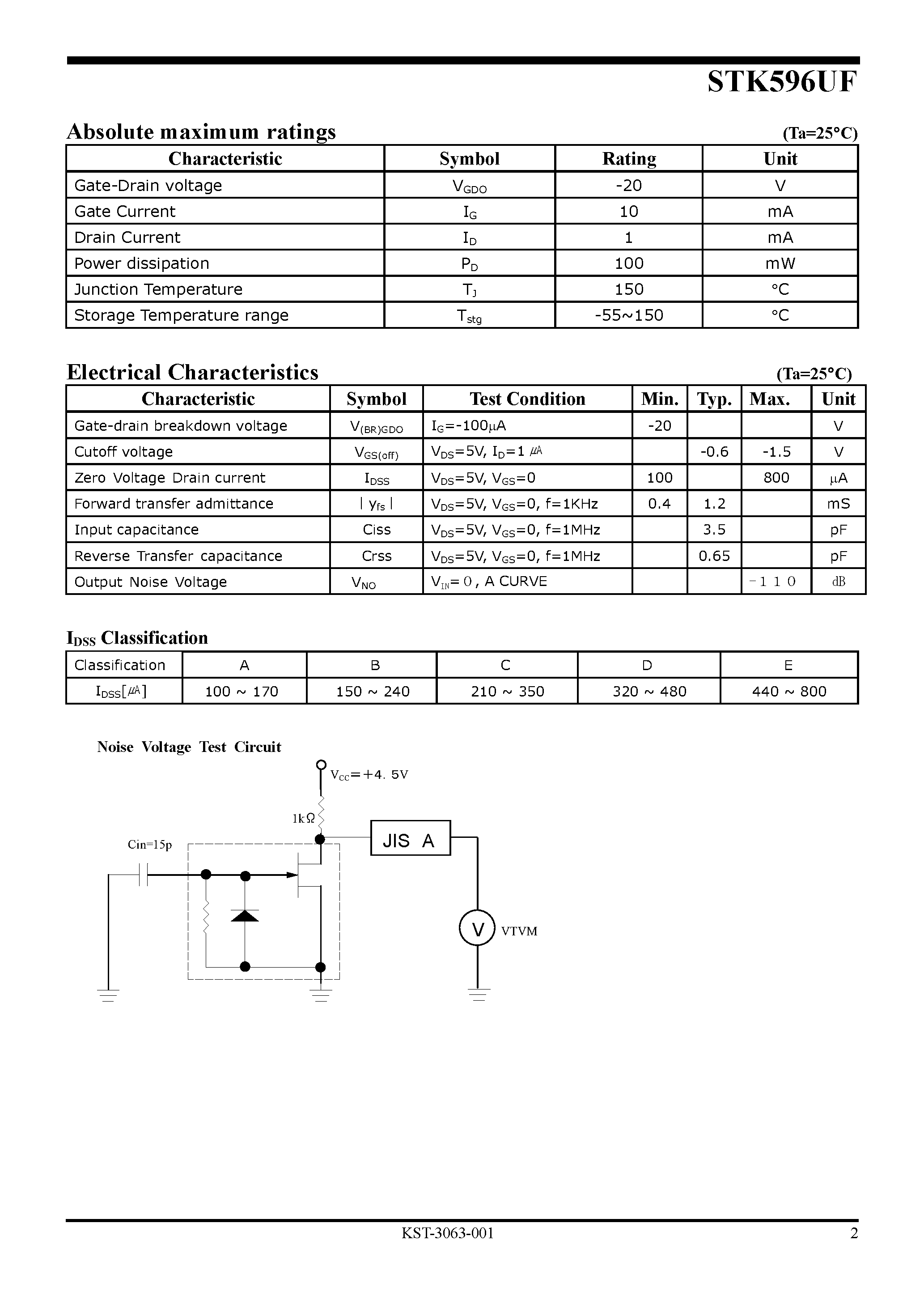 Datasheet STK596UF - N-Channel Junction FET page 2