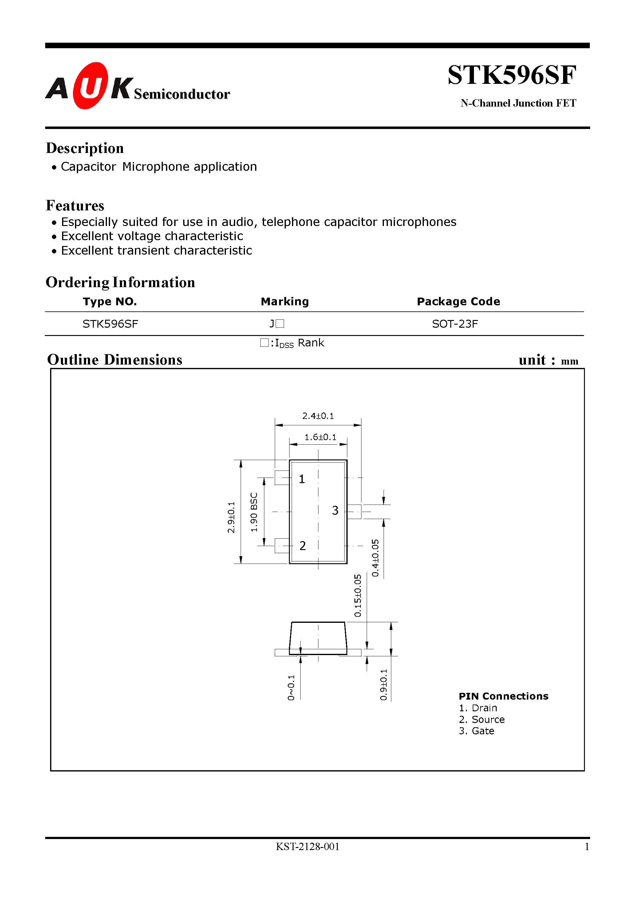 Datasheet STK596SF - N-Channel Junction FET page 1