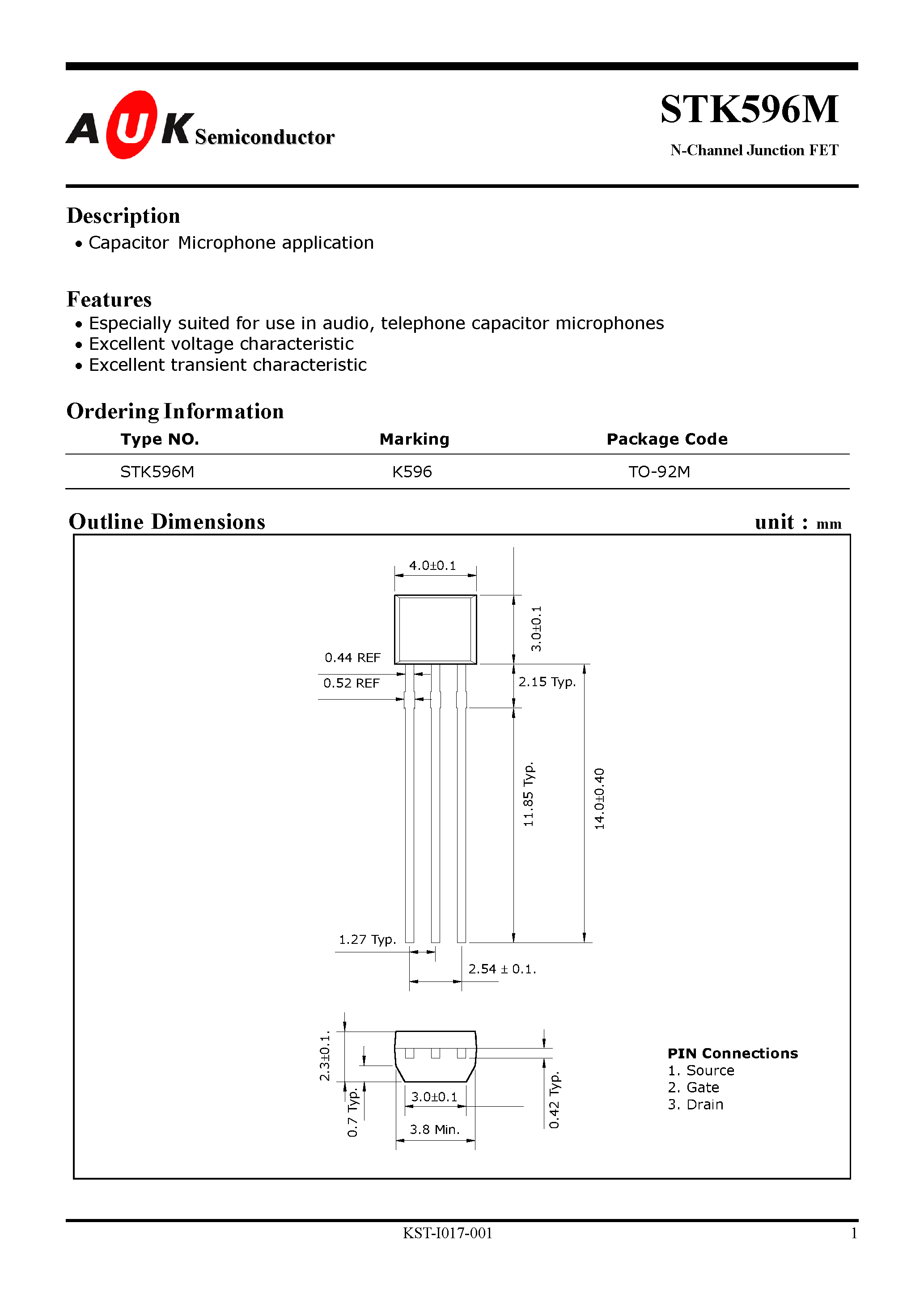 Datasheet STK596M - N-Channel Junction FET page 1